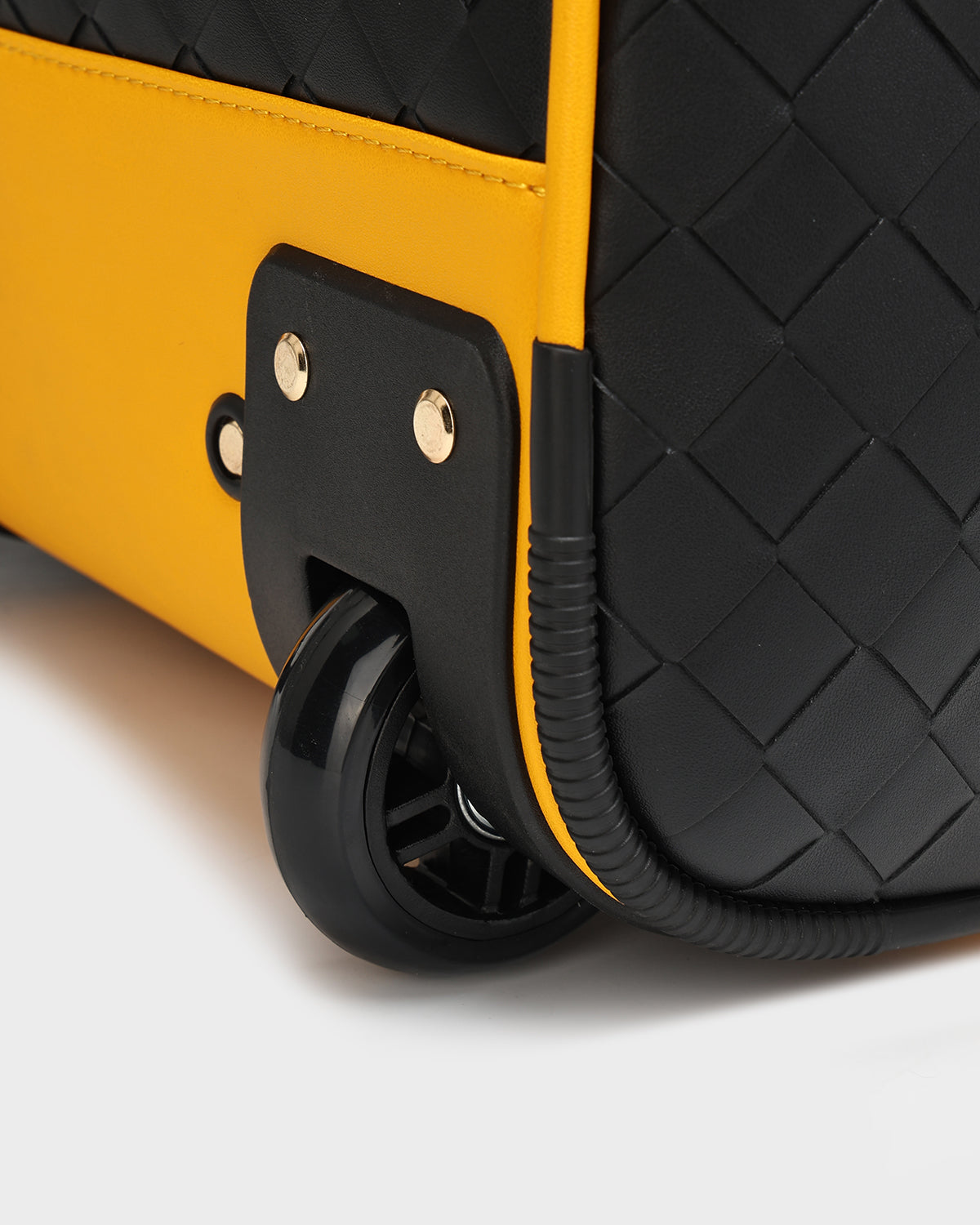 Bodega Rolling Duffle Bag - Black & Mustard Color Travel Luggage for Gym, Weekend Trips & Business Travel