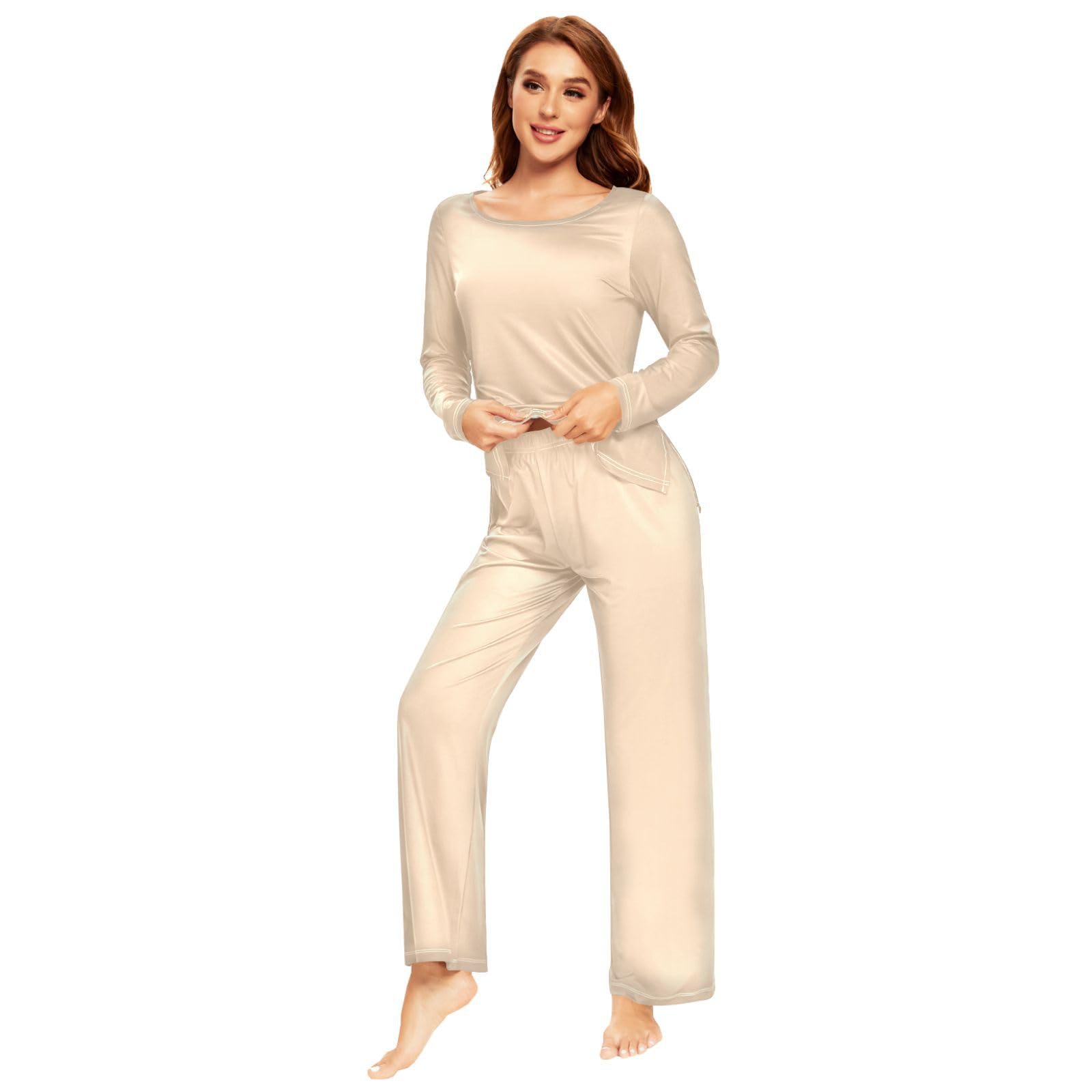 Blue Women's Pajama Set - Long Sleeve Sleepwear Top & Pants Lounge Outfit 20804 | Cozy Nightwear for Relaxing at Home, Sleeping & Lounging