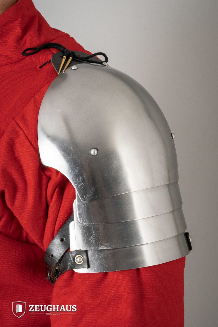 14th Century Medieval Pauldrons - 1.6mm Polished Steel Shoulder Armor for LARP, Cosplay & Historical Reenactment