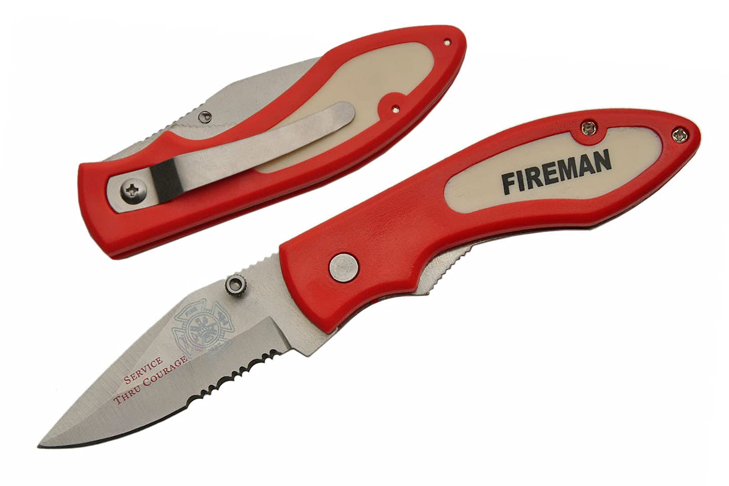 SZCO Supplies Firefighter Folding Knife - 7.25 Inch Stainless Steel Blade, Tactical Pocket Knife for Emergency Rescue, Camping & Outdoor Survival Gear