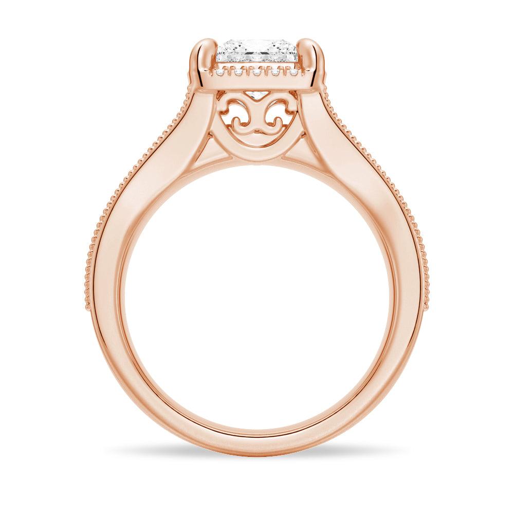 Vintage Milgrain Princess & Round Cut Moissanite Engagement Ring for Women - Perfect for Proposals, Weddings & Anniversaries