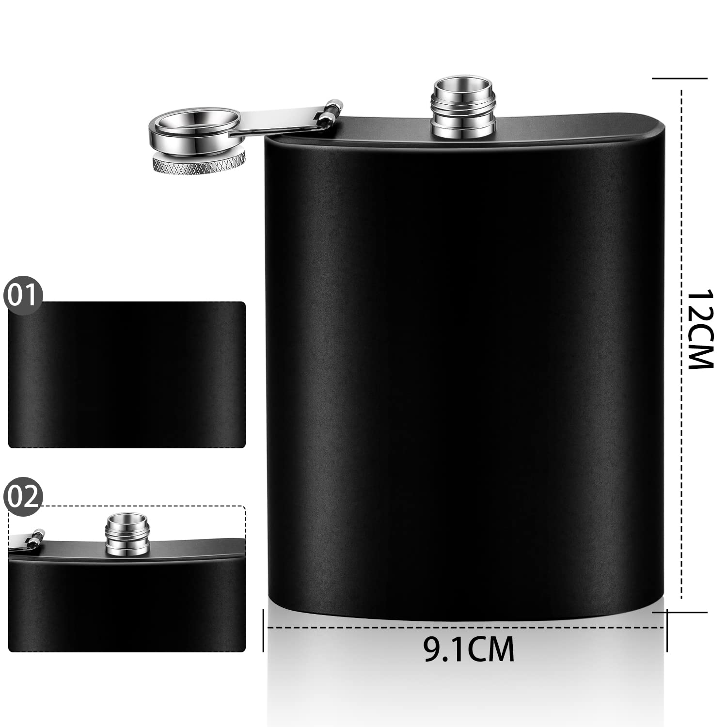 8 oz Stainless Steel Flask with Funnel - Leakproof & Durable Portable Liquor Container for Men & Women - Perfect for Camping, Hiking, Travel & Outdoor Adventures