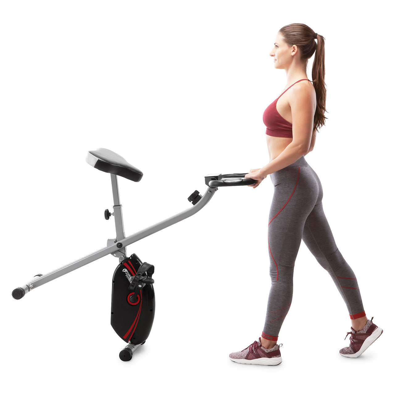Circuit Fitness AMZ 150BK Folding Upright Exercise Bike with Adjustable Resistance - Perfect for Home Gym, Cardio Workouts & Small Spaces