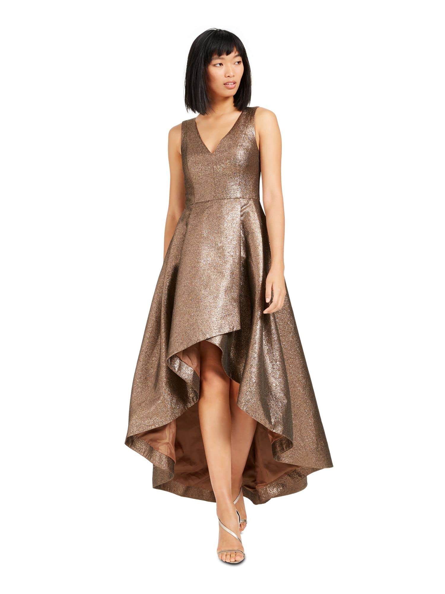 Calvin Klein Women's Sleeveless V-Neck High-Low Formal Gown - Elegant Evening Dress for Prom, Wedding & Special Occasions | Perfect for Parties, Galas & Black Tie Events