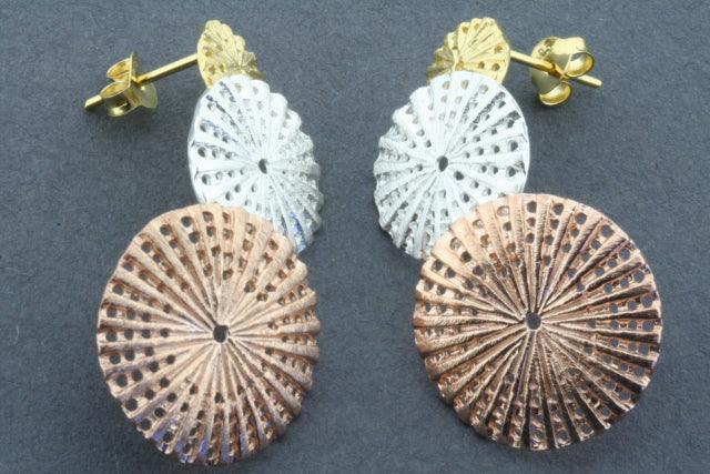 3 Drop Urchin Earrings - Gold & Rose Gold Plated Dangle Earrings for Women | Perfect for Parties, Weddings & Everyday Wear