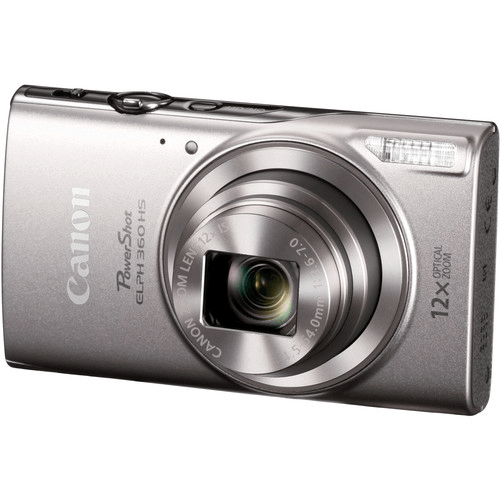 Canon PowerShot ELPH 360 HS Digital Camera - 12.1MP, 12x Optical Zoom, 1080p HD Video, WiFi & NFC, Silver - Perfect for Travel, Vlogging & Everyday Photography