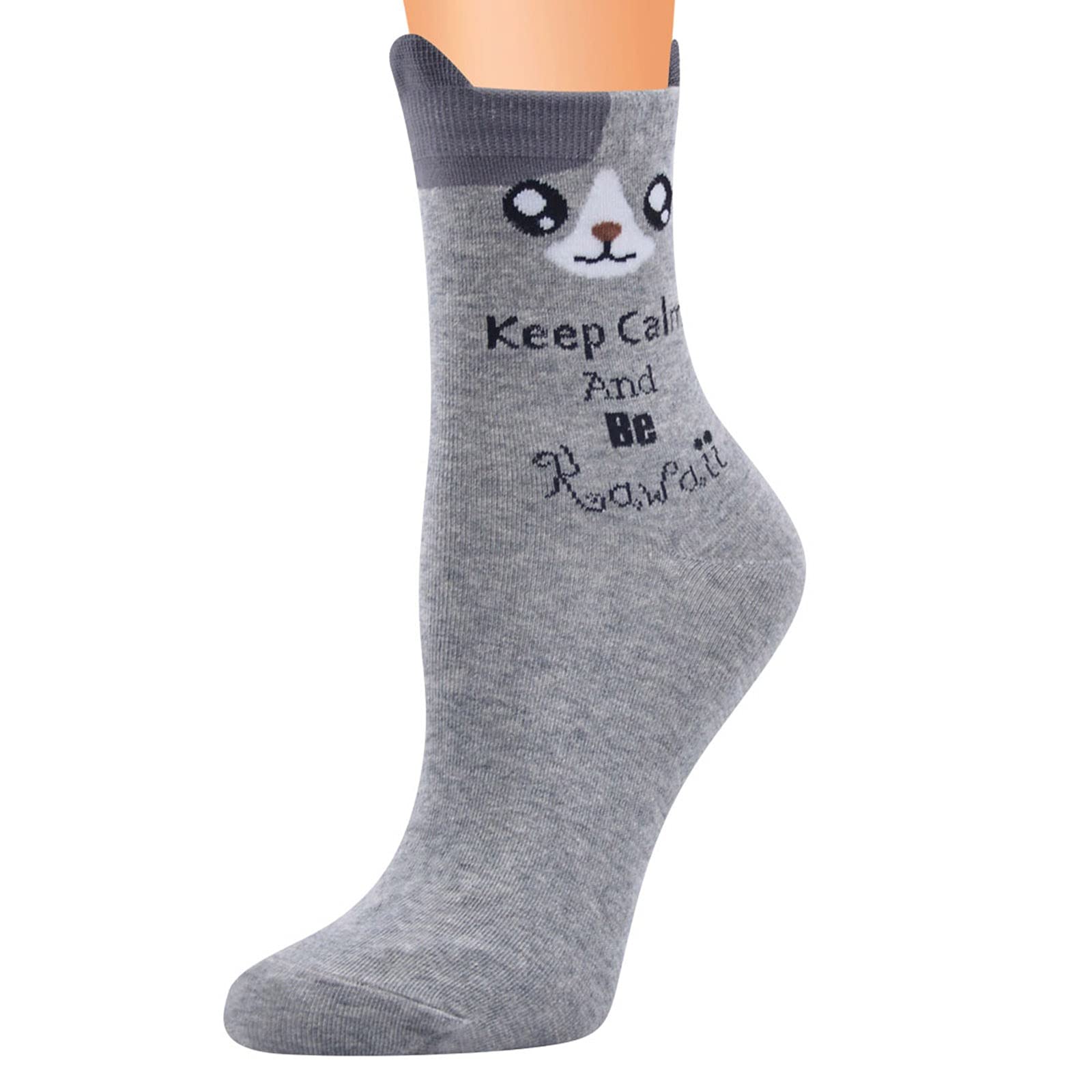 niuwa Women's Fun Socks - Cute Animal Print Funny Novelty Winter Warm Crew Socks - Thick Cozy Classic Socks Gift for Her - Perfect for Christmas, Birthday & Casual Wear (Gray, One Size Fits Most)