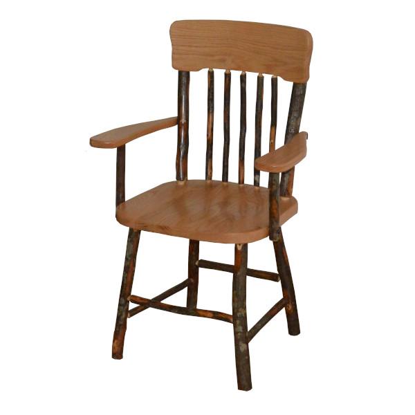 Premium Hickory Wood Panel Back Dining Chair with Arms - Comfortable & Stylish for Home, Kitchen, and Restaurant Use