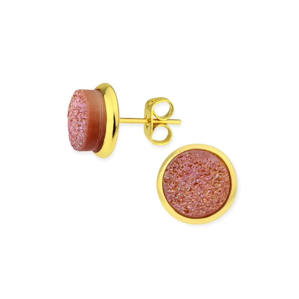 Tiny Druzy Stud Earrings for Women - Sparkling Crystal Gemstone Jewelry for Daily Wear & Special Occasions