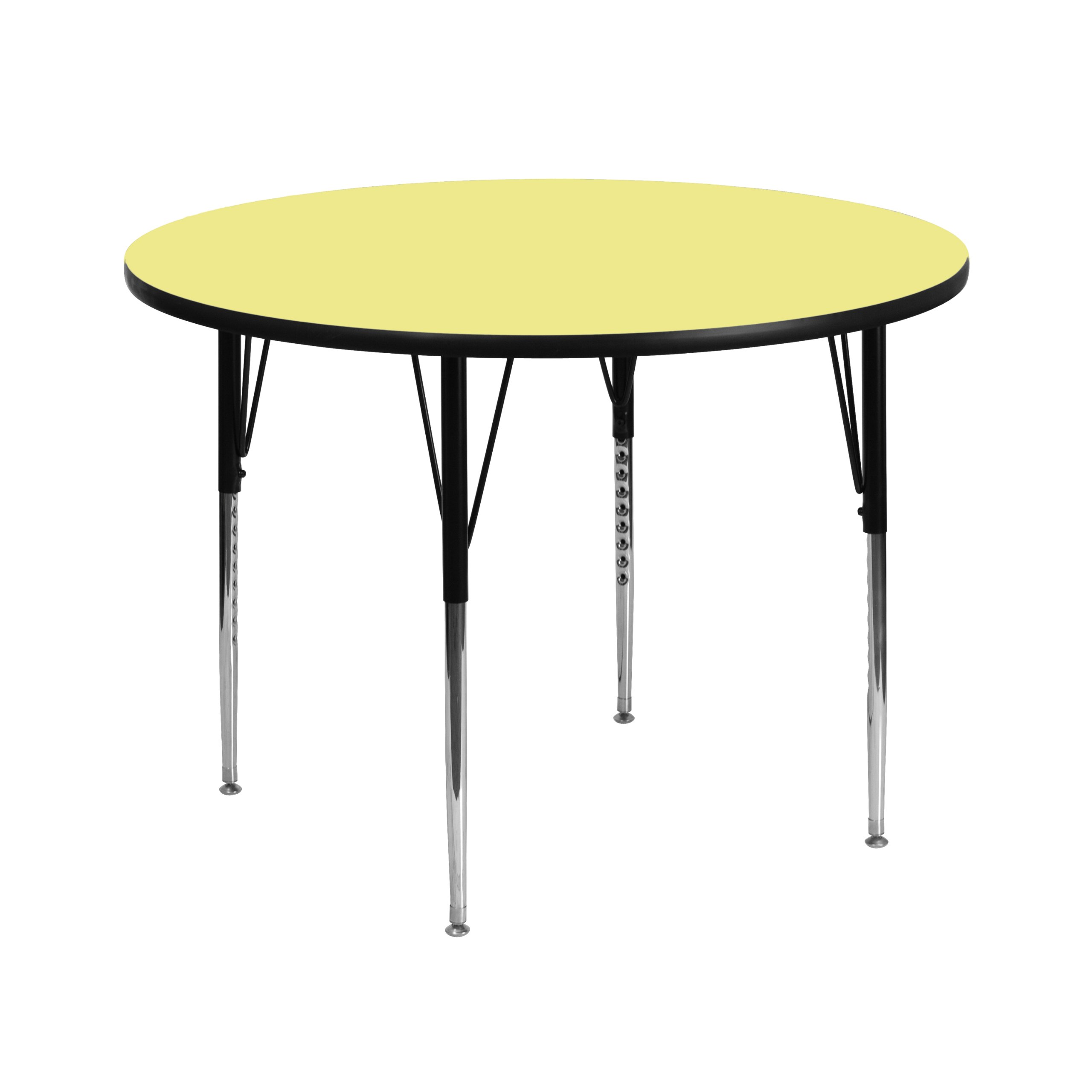 Flash Furniture Wren 42-Inch Round Yellow Thermal Laminate Activity Table - Adjustable Height Legs for Kids, Classroom, Daycare, and Home Use