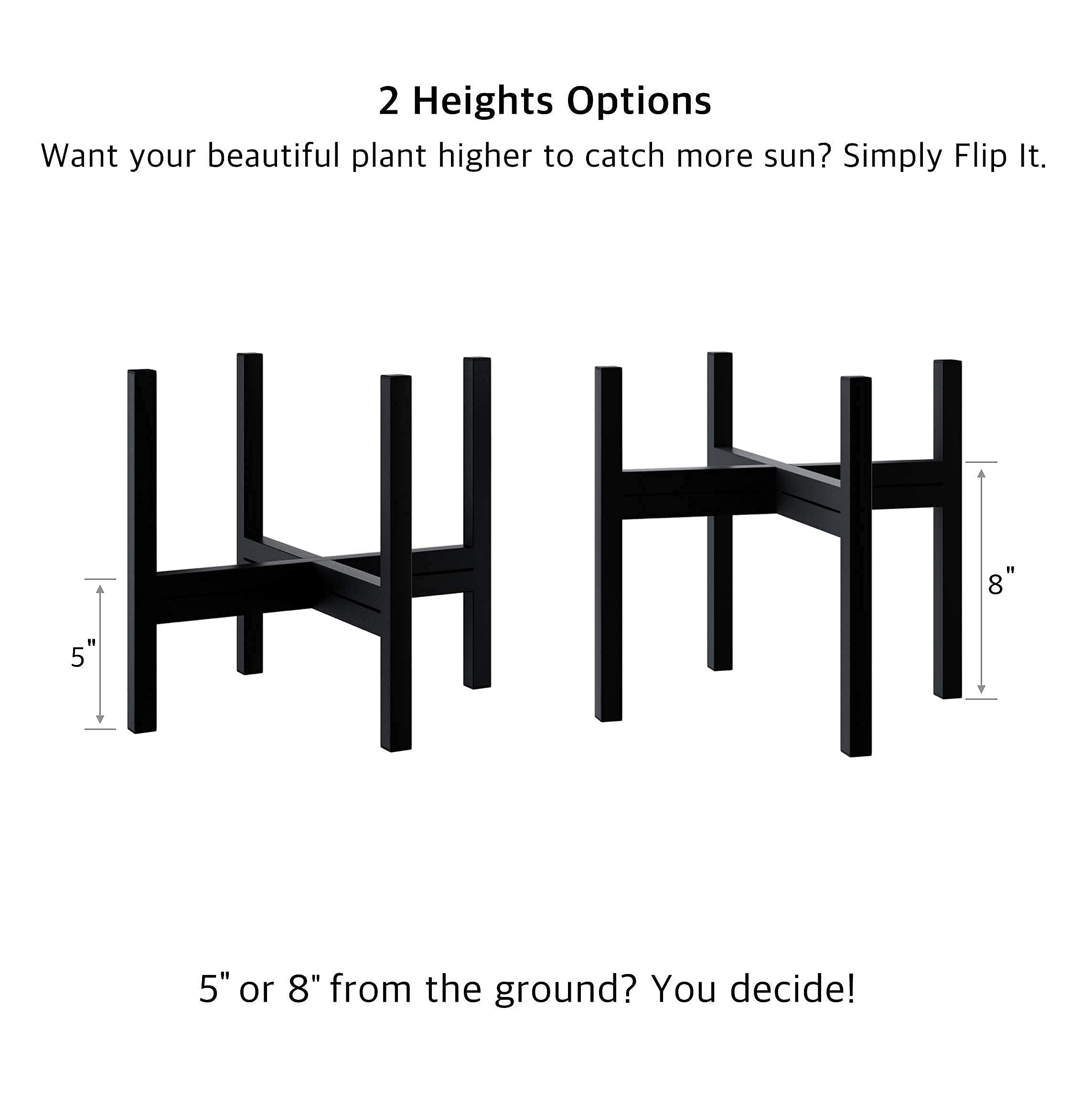 FaithLand 12 Inch Plant Stand with 12 Inch Gray Planter Pot Set - Indoor Outdoor Home Decor for Living Room, Patio, Garden, and Balcony