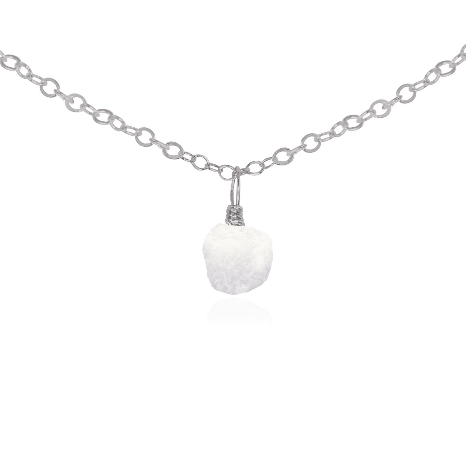 Natural Rainbow Moonstone Pendant Necklace - Tiny Rough Gemstone Choker for Boho Jewelry & Spiritual Healing