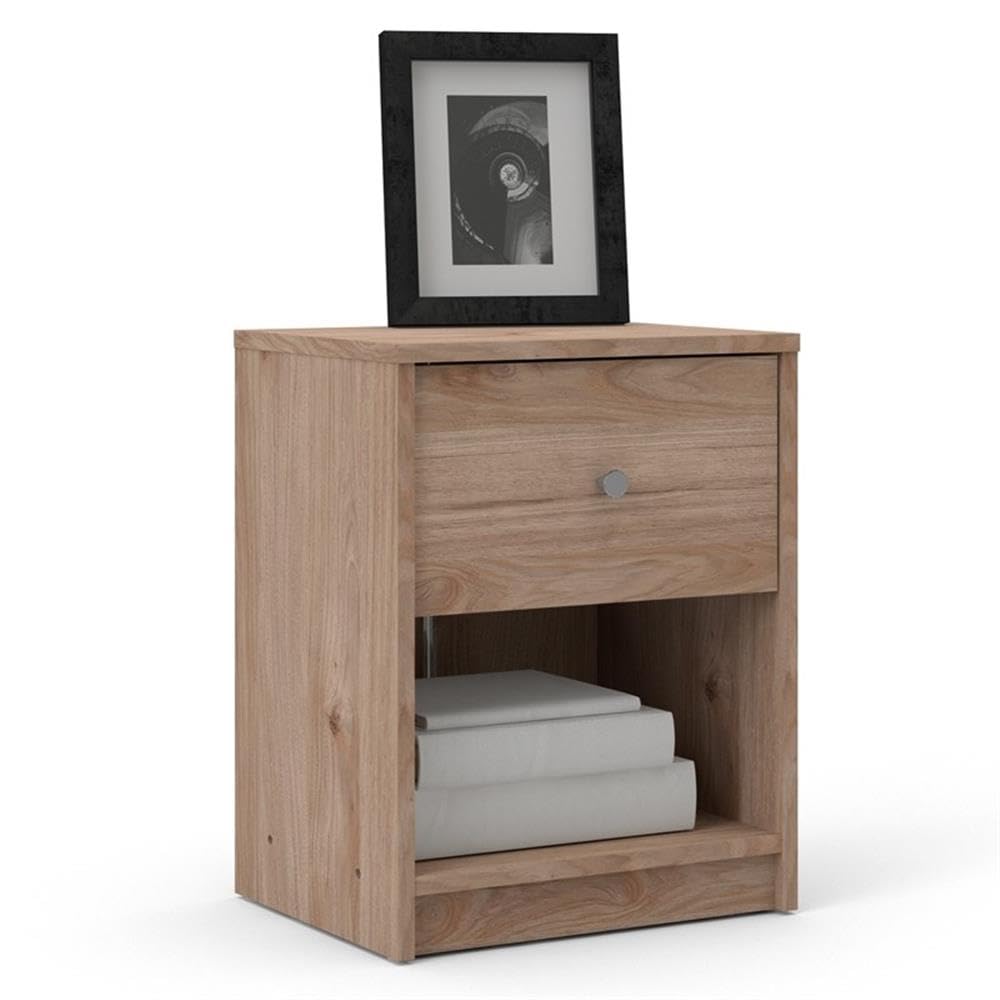 Home Square 2-Piece 1-Drawer Nightstand Set in Jackson Hickory - Modern Bedside Tables for Bedroom, Living Room & Guest Room