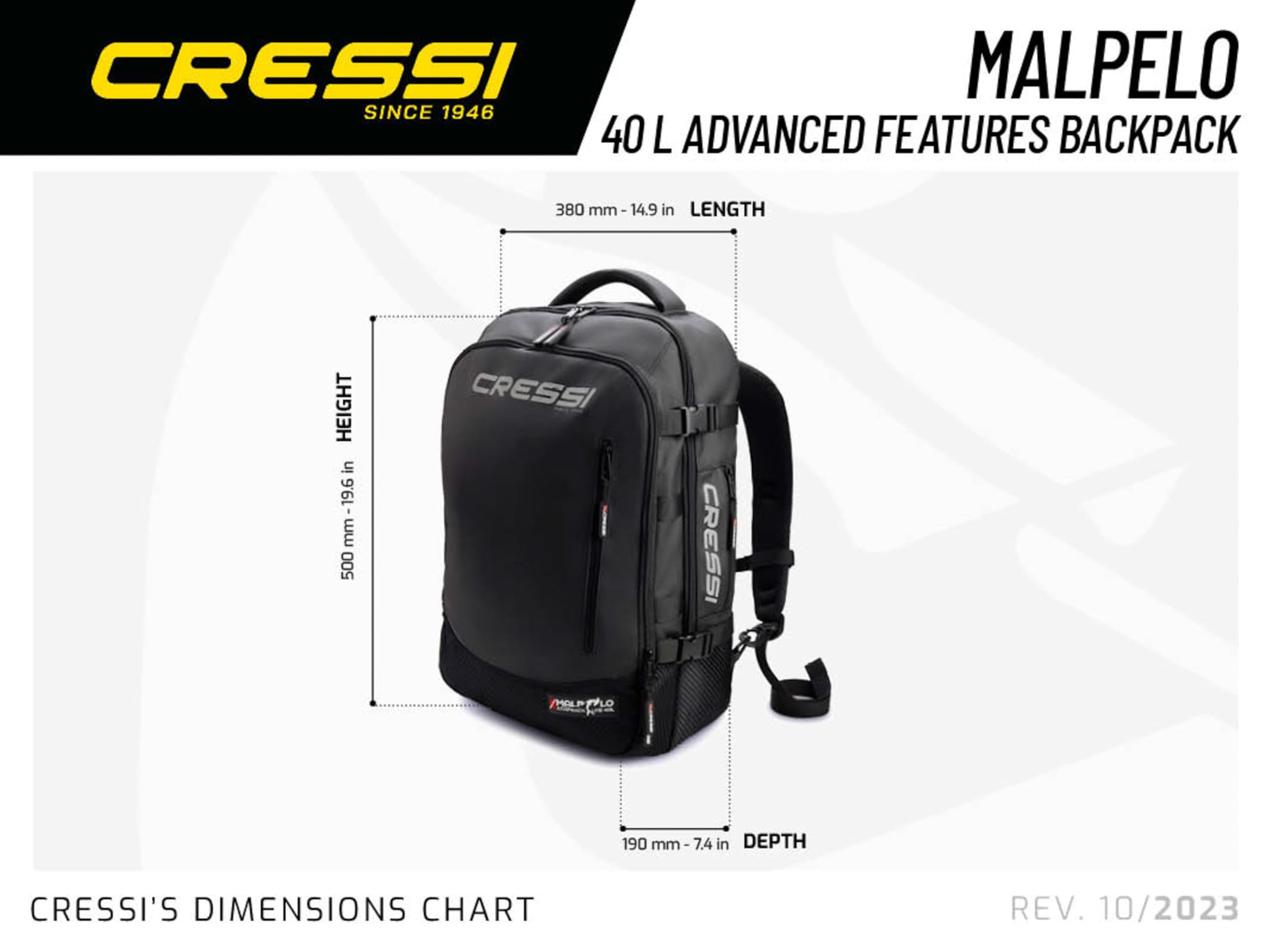 Cressi 40L Waterproof Scuba Diving Backpack - Lightweight Travel Gear for Snorkeling, Beach Trips & Outdoor Adventures