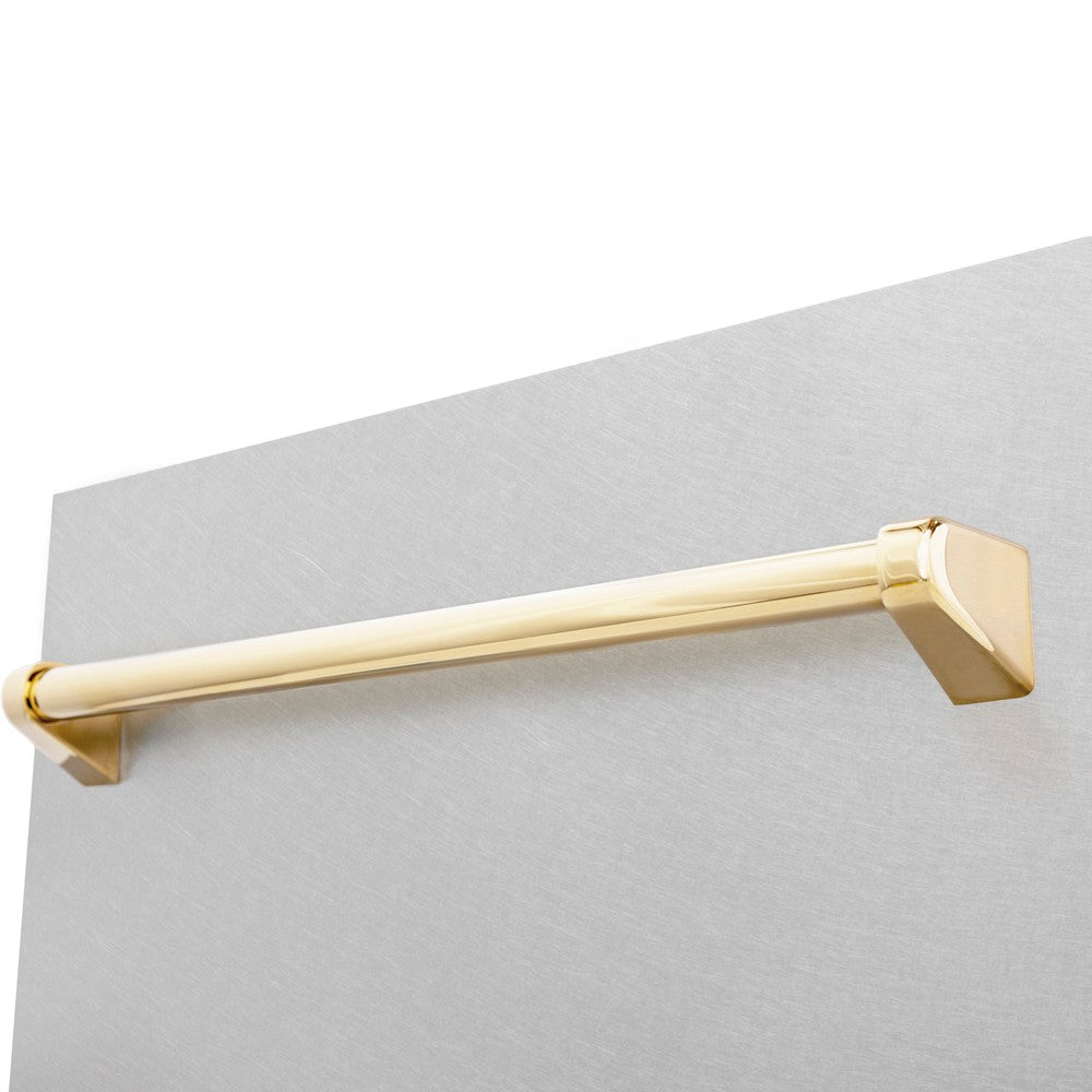 ZLINE Autograph Edition 18-inch Built-In Dishwasher with 3rd Rack - Satin Stainless Steel Panel & Polished Gold Handle - 51dBa Quiet Operation - Perfect for Modern Kitchens and Open-Concept Homes (DWVZ SN 18 G)