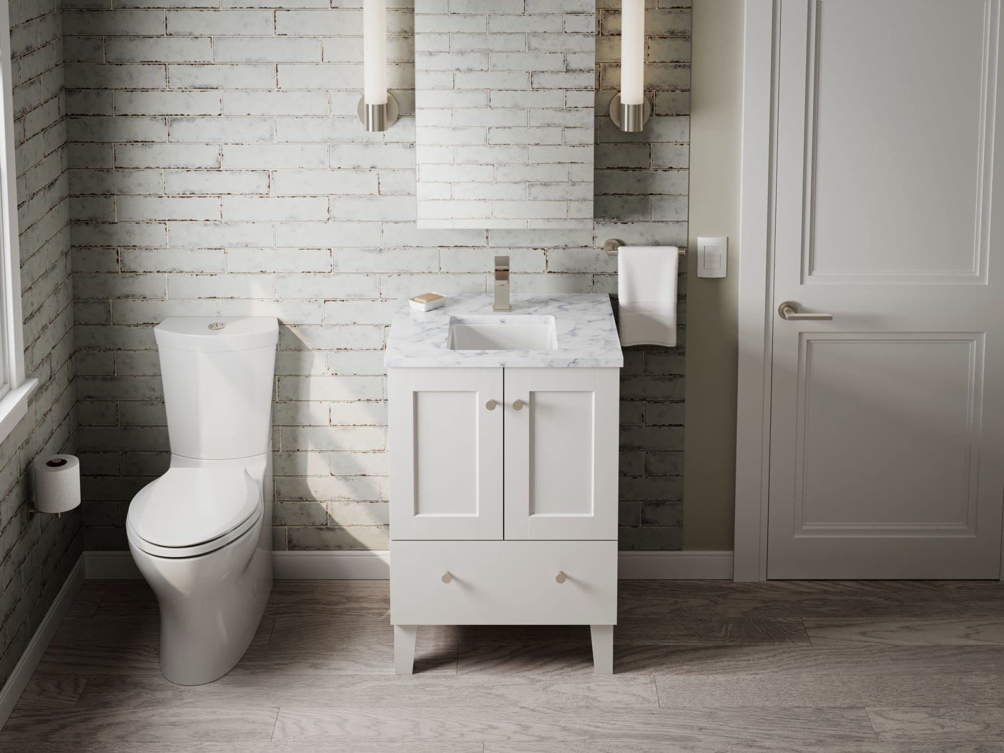 Kohler 8188-7 Black Bathroom Sink - Modern Drop-in Porcelain Basin for Bathroom Vanity, Powder Room & Guest Bath Installation