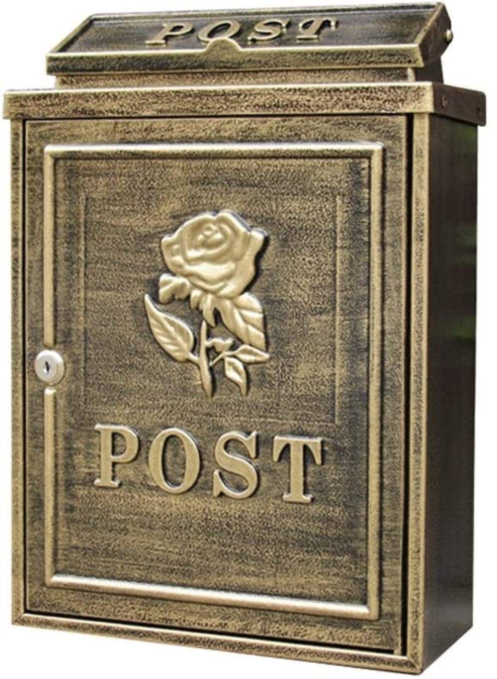 Antique Red Outdoor Waterproof Mailbox with Lock - Rustproof Villa Letter Box & Suggestion Box for Home, Garden, and Office Use