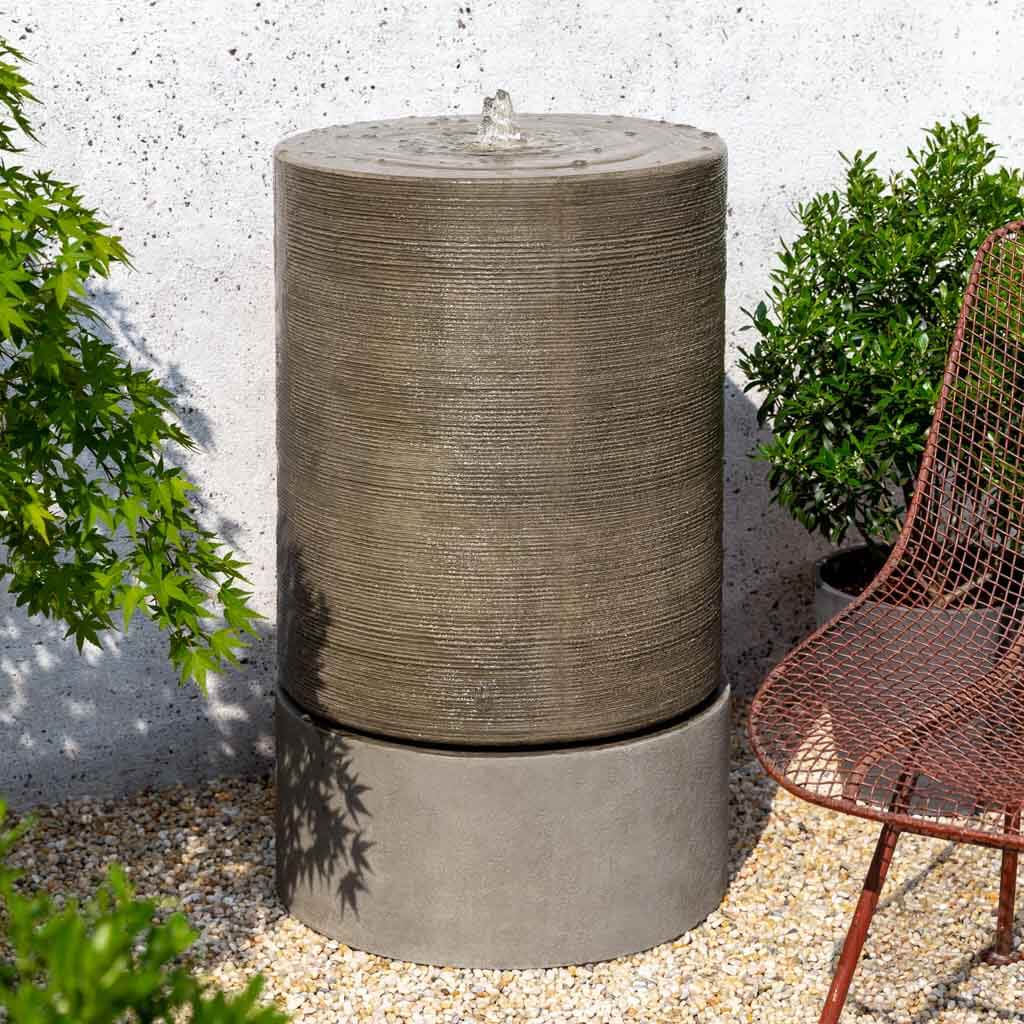 Campania International Large Cylinder Fountain - Outdoor Garden Water Feature for Patio, Yard, and Landscape Decoration