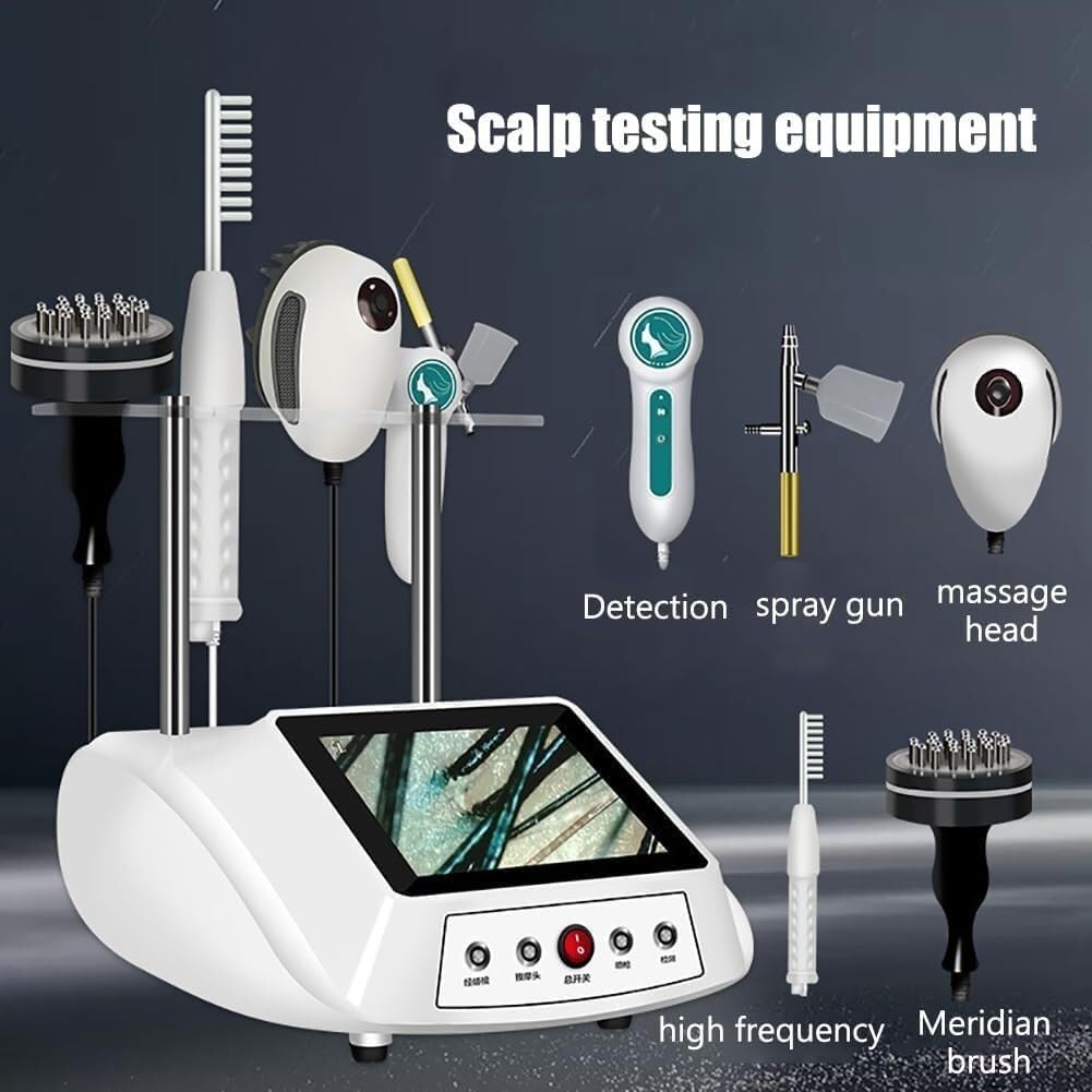 200X Hair & Skin Analyzer - 5-in-1 Hair Diagnostic Kit with Follicle Detector, Oil & Moisture Tester, Massage Comb - Professional Hair Loss Analysis for Dryness, Flexibility & Scalp Health (8 Inch) - Perfect for Salons, Home Hair Care & Scalp Treatment