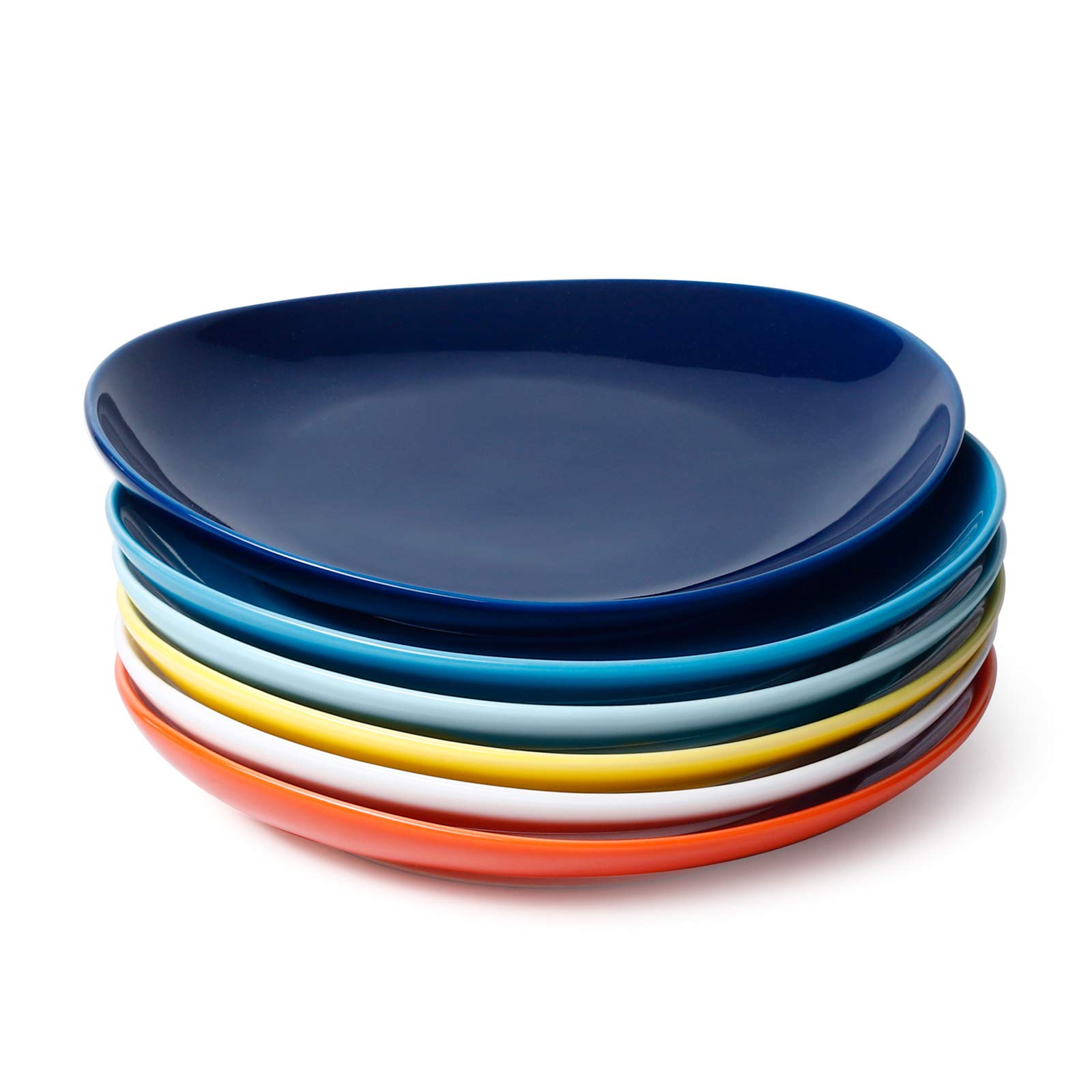 Sweese Porcelain Dessert Plates - Set of 6, 7.8 Inch Small Appetizer & Salad Plates - Microwave, Dishwasher & Oven Safe - Rainbow Color Palette - Perfect for Parties, Desserts & Entertaining