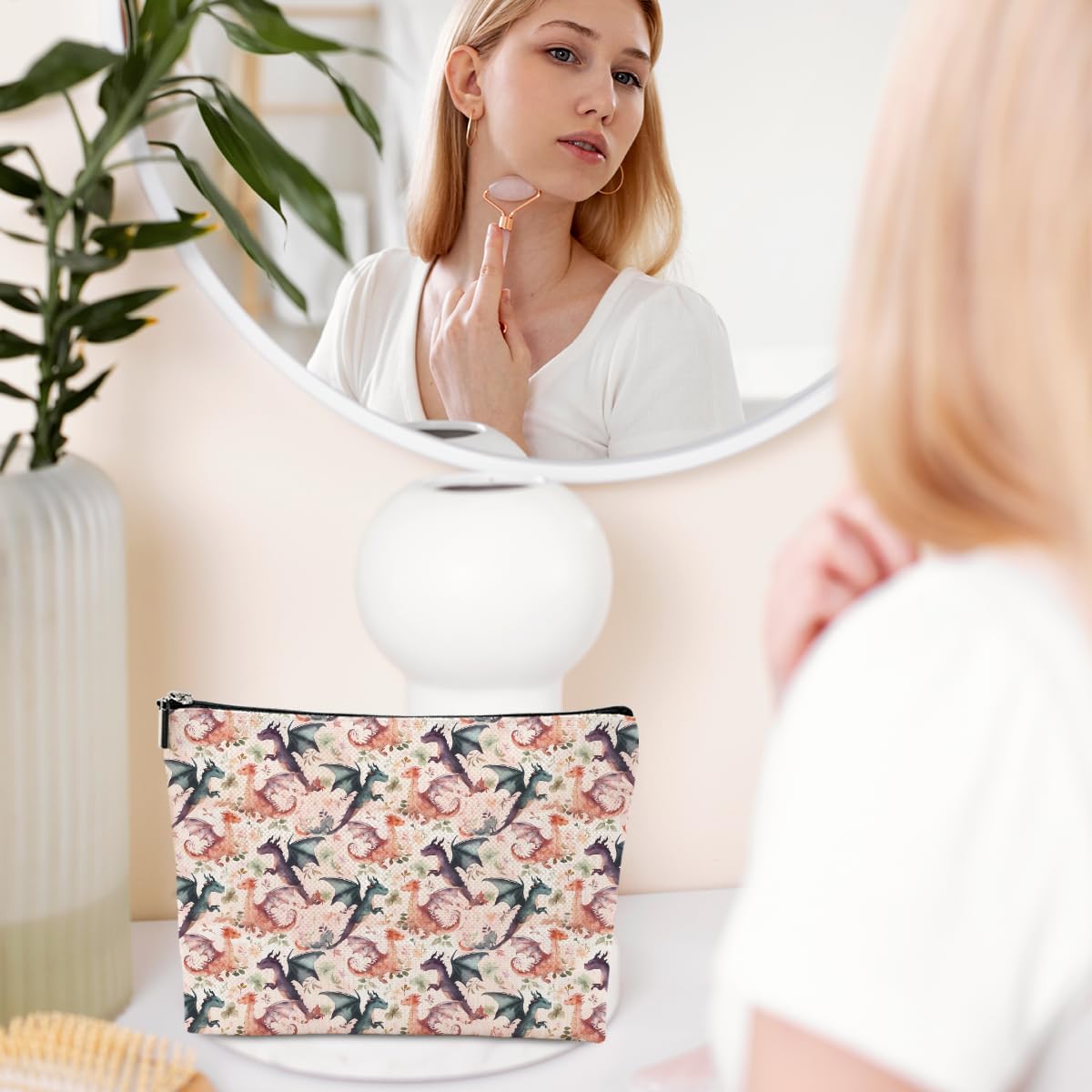 Cute Dragon Makeup Bag - Funny Dragon Lover Gifts for Women, Sister, Grandma - Waterproof Cosmetic Pouch for Travel, Birthday, Christmas & Mothers Day - Perfect Gift for Animal Lovers & Fantasy Fans