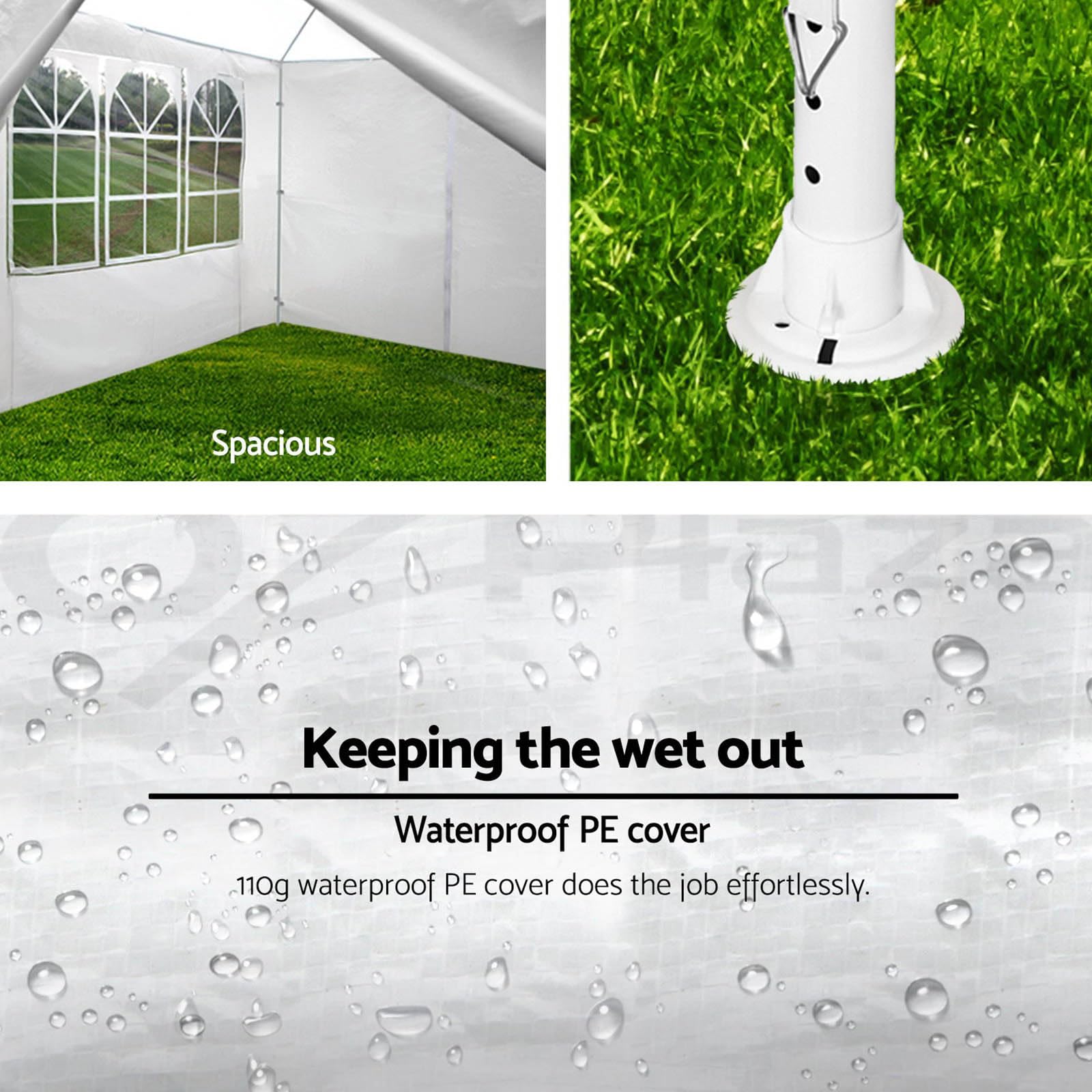 10'x30' Heavy Duty Outdoor Party Tent with 8 Removable Sidewalls & 2 Zippered Windows - Waterproof Canopy for Weddings, Backyard Events, Festivals, and Camping - White Commercial Shelter for Outdoor Gatherings