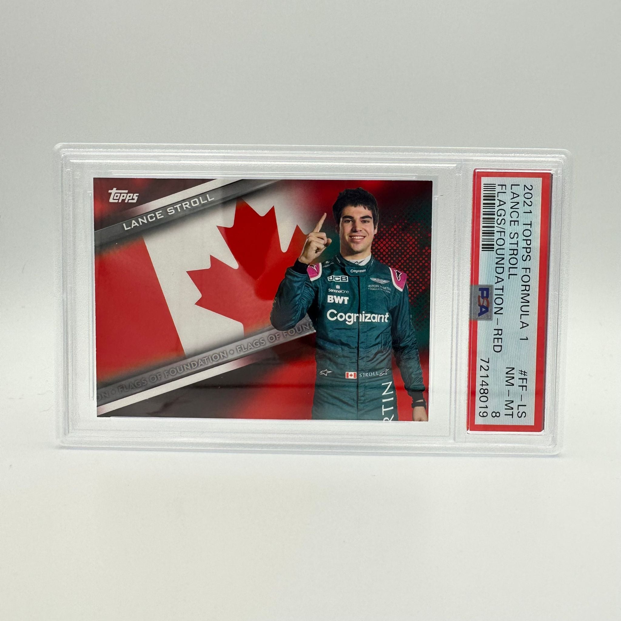 PSA 8 Lance Stroll 2/5 Flags of Foundation #FF LS Red Parallel Parallel Trading Card - Perfect for Collectors, Sports Memorabilia Enthusiasts, and Racing Fans