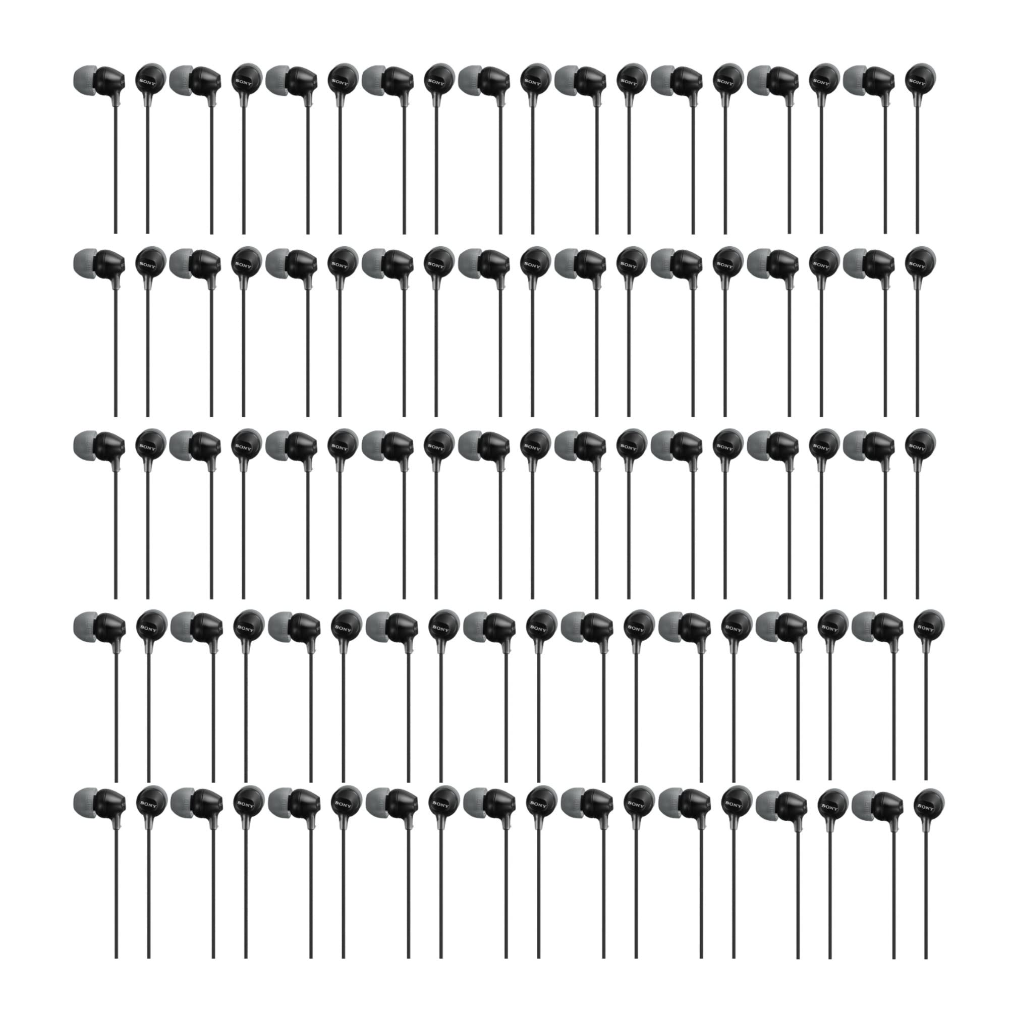 Sony MDR-EX15LP EX Series In-Ear Earbud Headphones - 50 Pack (Black) | High-Quality Sound, Comfortable Fit | Perfect for Gym, Travel & Everyday Use