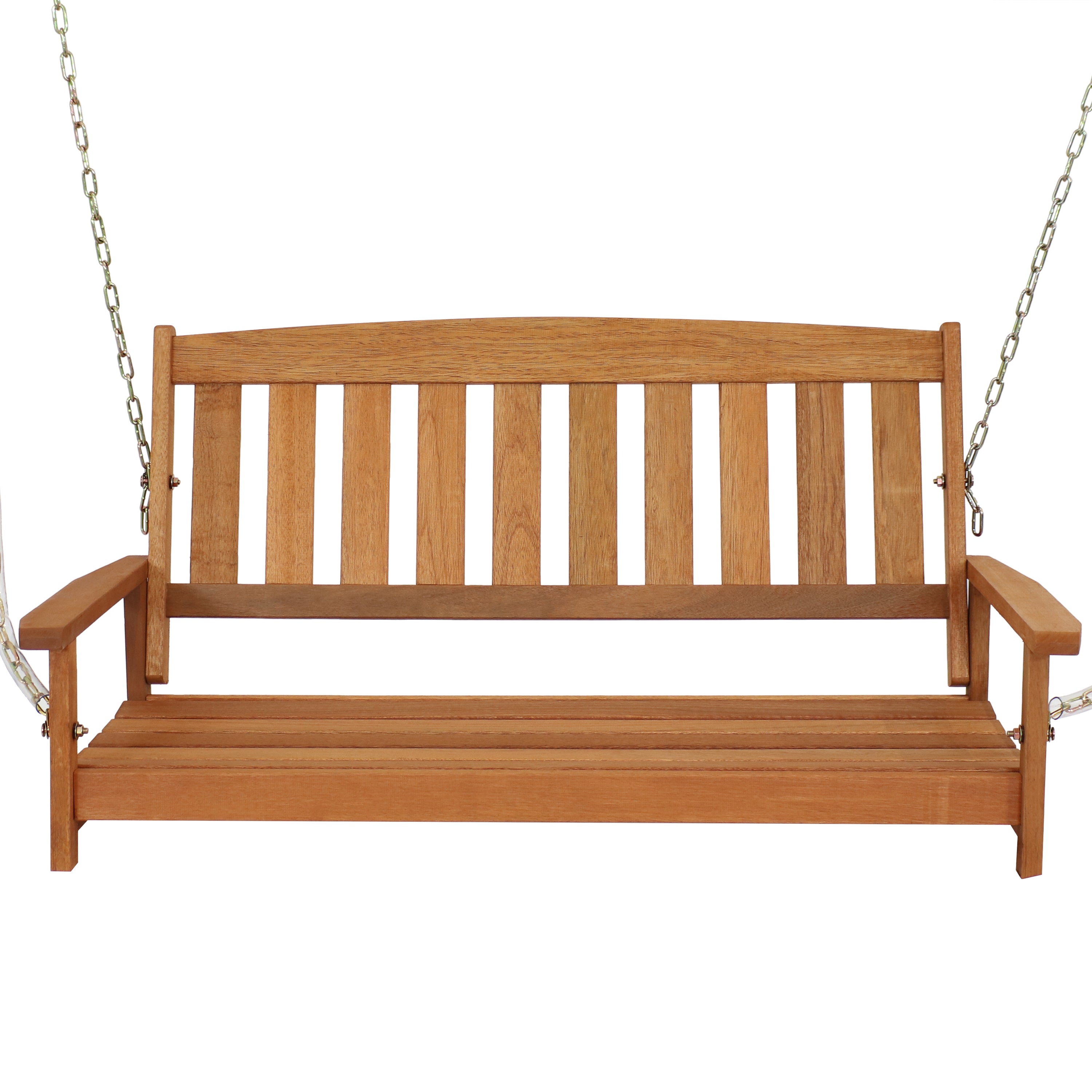 Sunnydaze 2-Person Wooden Porch Swing with Heavy-Duty Hanging Chains - 47