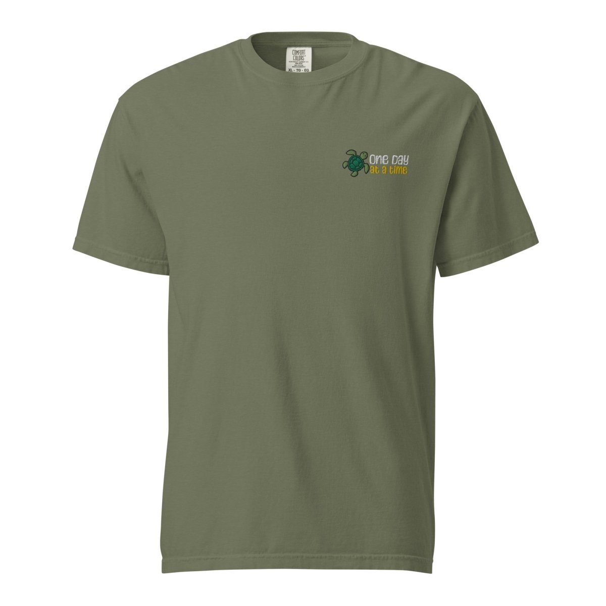One Day at a Time Turtle Graphic Heavyweight Cotton T-Shirt for Men - Comfortable Casual Wear for Everyday Outfits and Relaxation