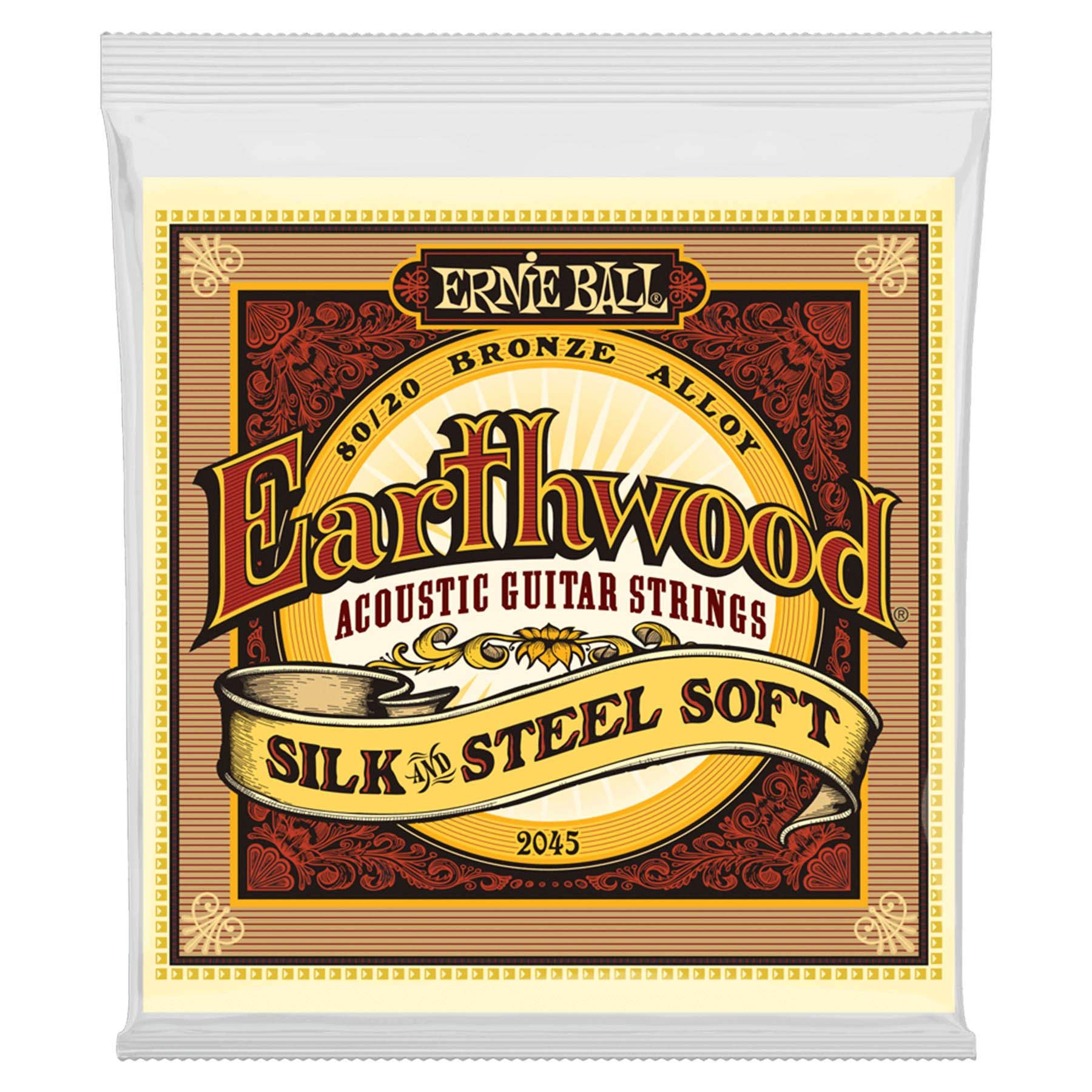 Ernie Ball Earthwood Silk & Steel Acoustic Guitar Strings - 11-52 Gauge (P02045) | Ultra-Soft Feel for Smooth Playability | Perfect for Fingerstyle, Folk & Blues Musicians