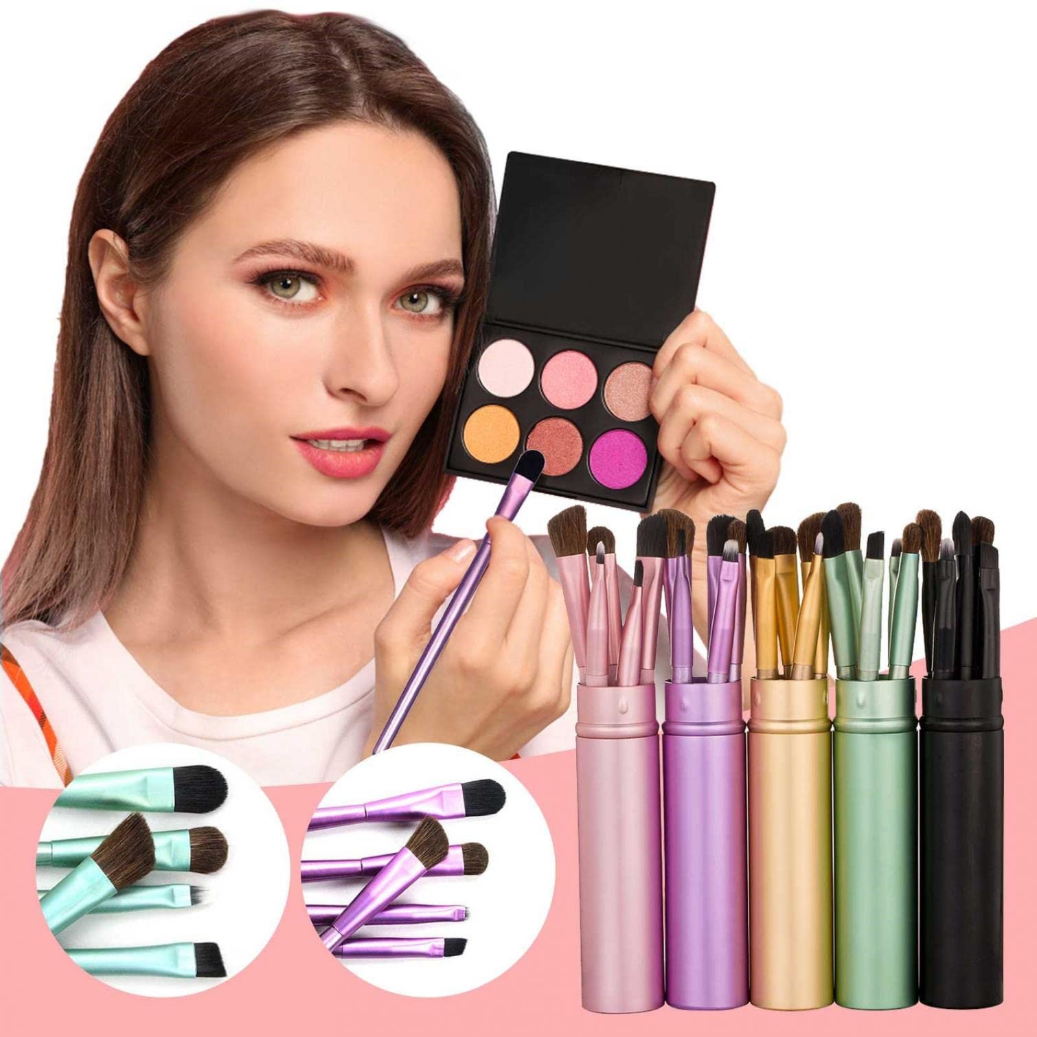 5Pcs Soft Synthetic Eyeshadow Brush Set with Travel Case - Professional Makeup Brushes for Blending, Concealing & Eye Shadow Application | Perfect for Travel, Home & Professional Makeup Kits