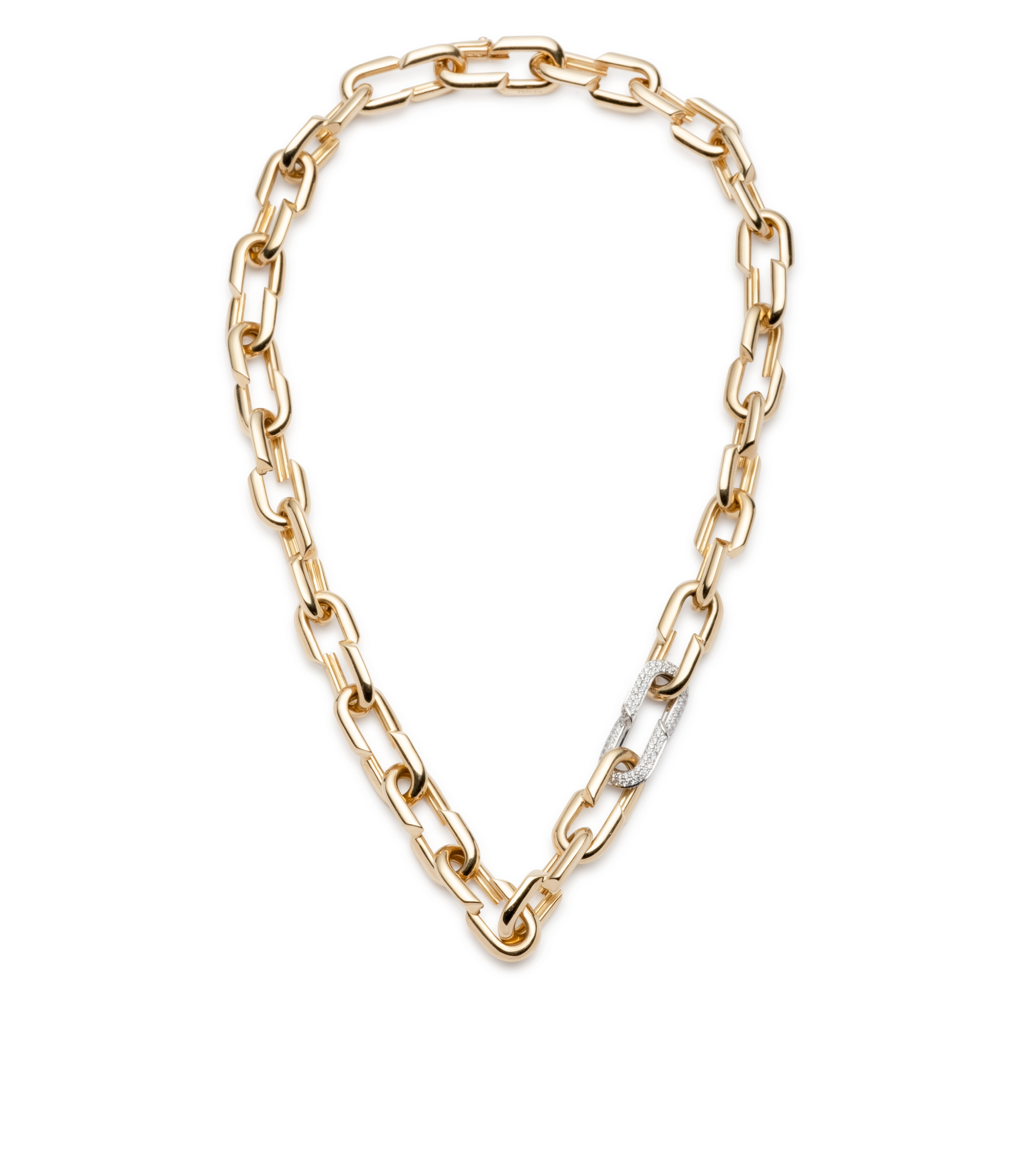 Medium Strong Hearts Love Single Pave Link Chain Necklace - Elegant Dainty Jewelry for Women, Valentine's Gift, Anniversary Present - Perfect for Date Nights, Weddings & Romantic Occasions