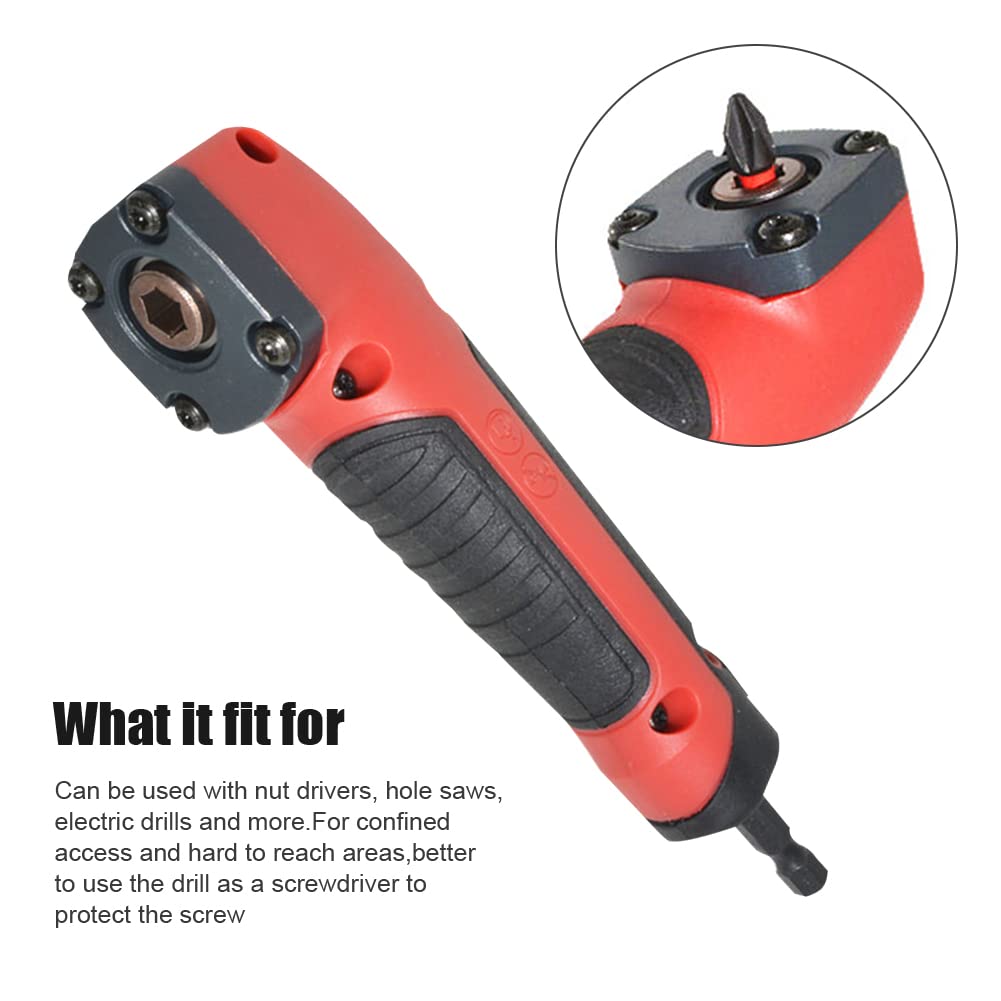 90 Degree Right Angle Drill Attachment - Electric Screwdriver Adapter with Socket Holder | Perfect for Tight Spaces, DIY Repairs & Professional Use (Red)