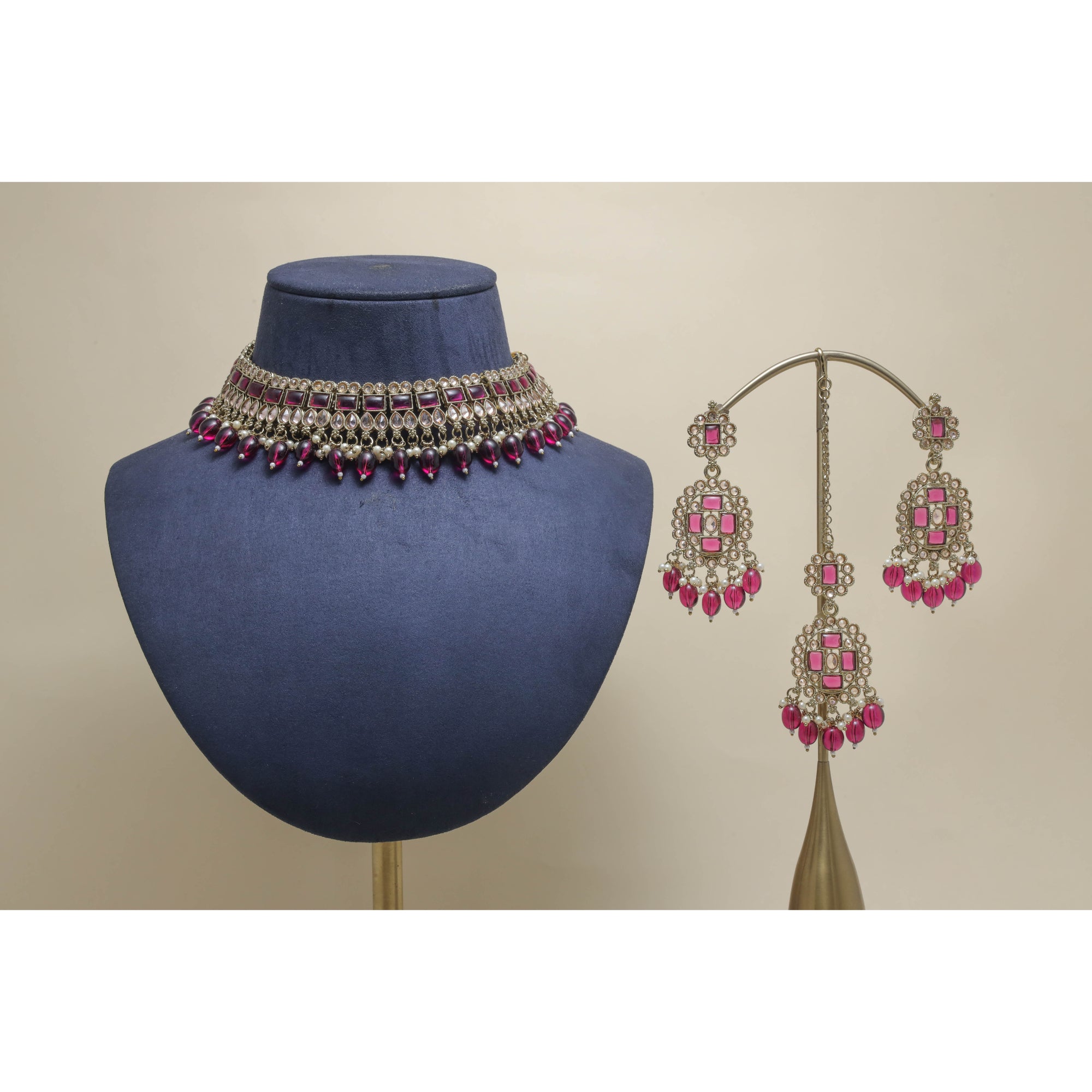 AVISHA POLKI Full Set Jewelry - Exquisite Indian Bridal Necklace Set with Earrings for Weddings, Parties & Special Occasions