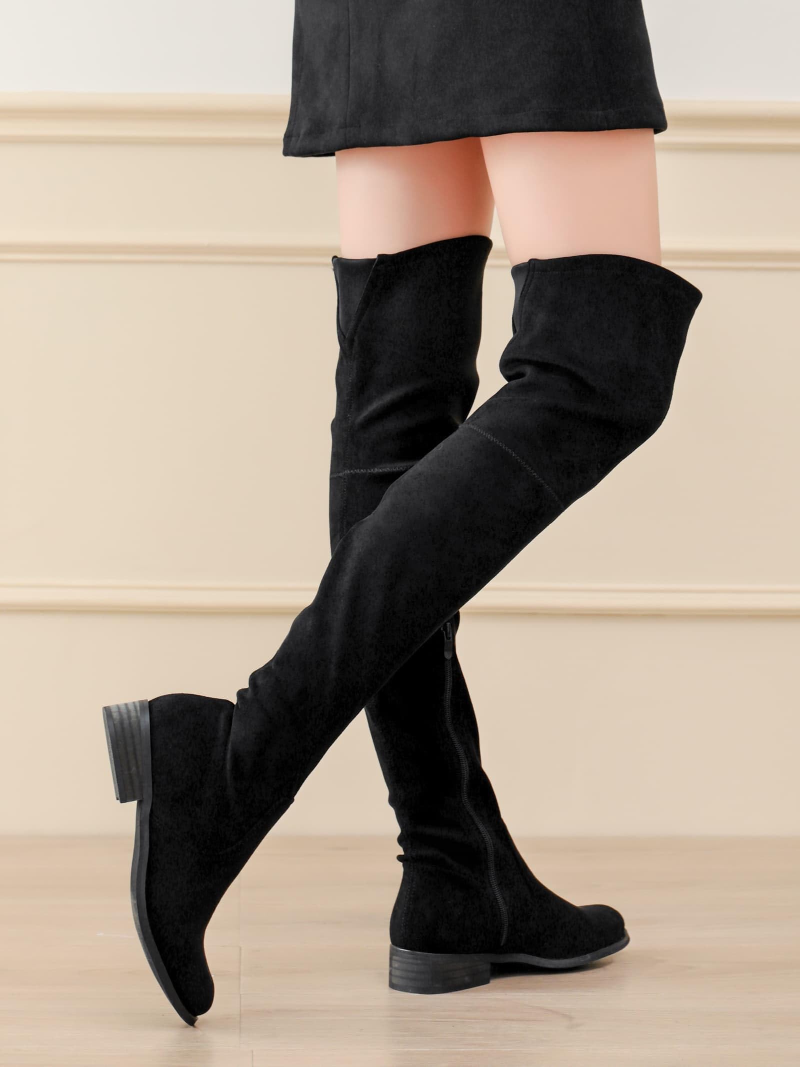 Stylish Women's Over The Knee Boots - Thigh High Stretchable Boots with Low Block Heel & Pointed Toe | Perfect for Fall/Winter Fashion, Date Nights & Office Wear