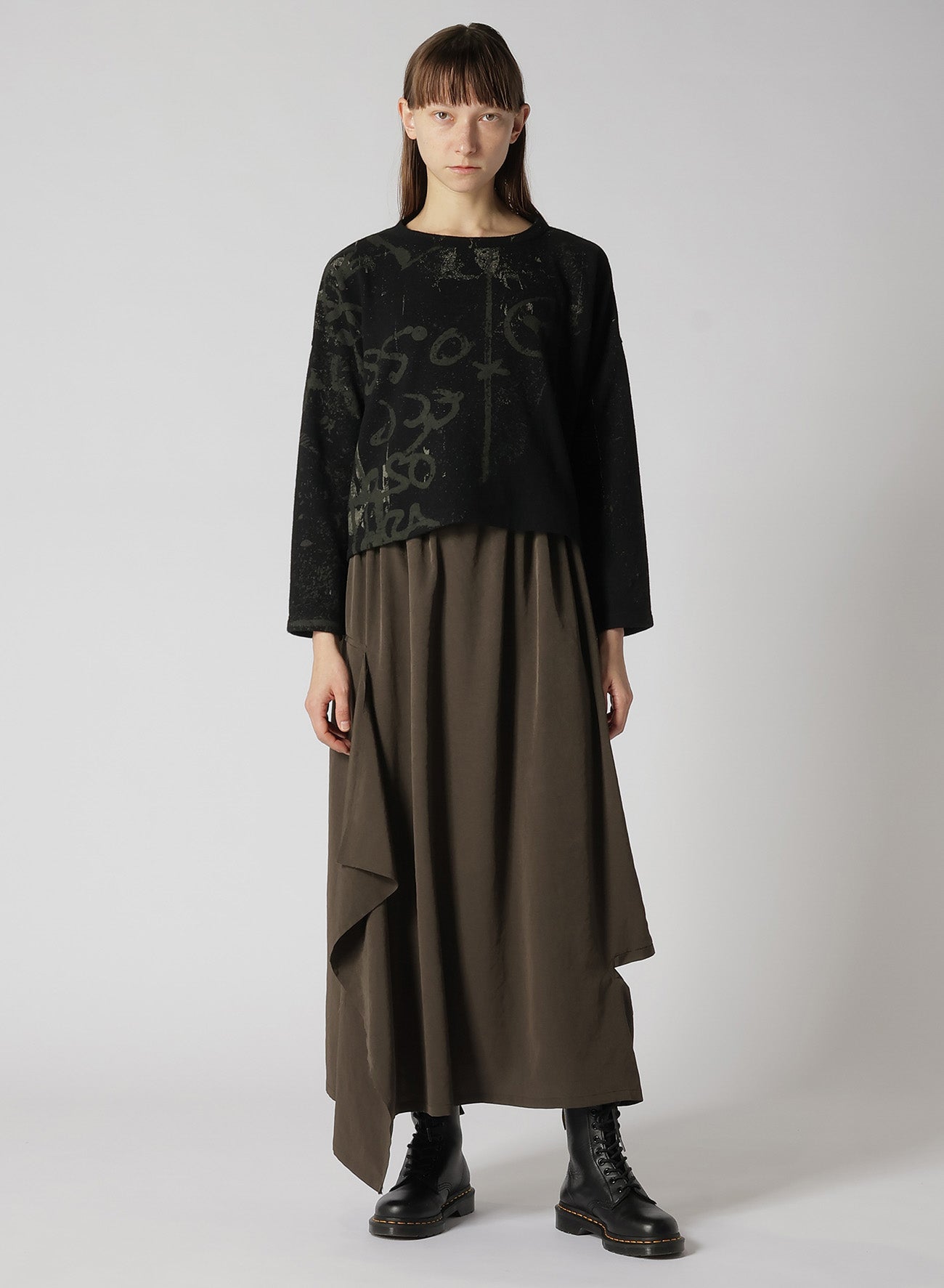 CREPE de CHINE RIGHT DRAPE SKIRT - Flowy A-Line Midi Skirt for Women | Elegant Office Wear & Casual Outfits | Perfect for Work, Dates & Special Occasions