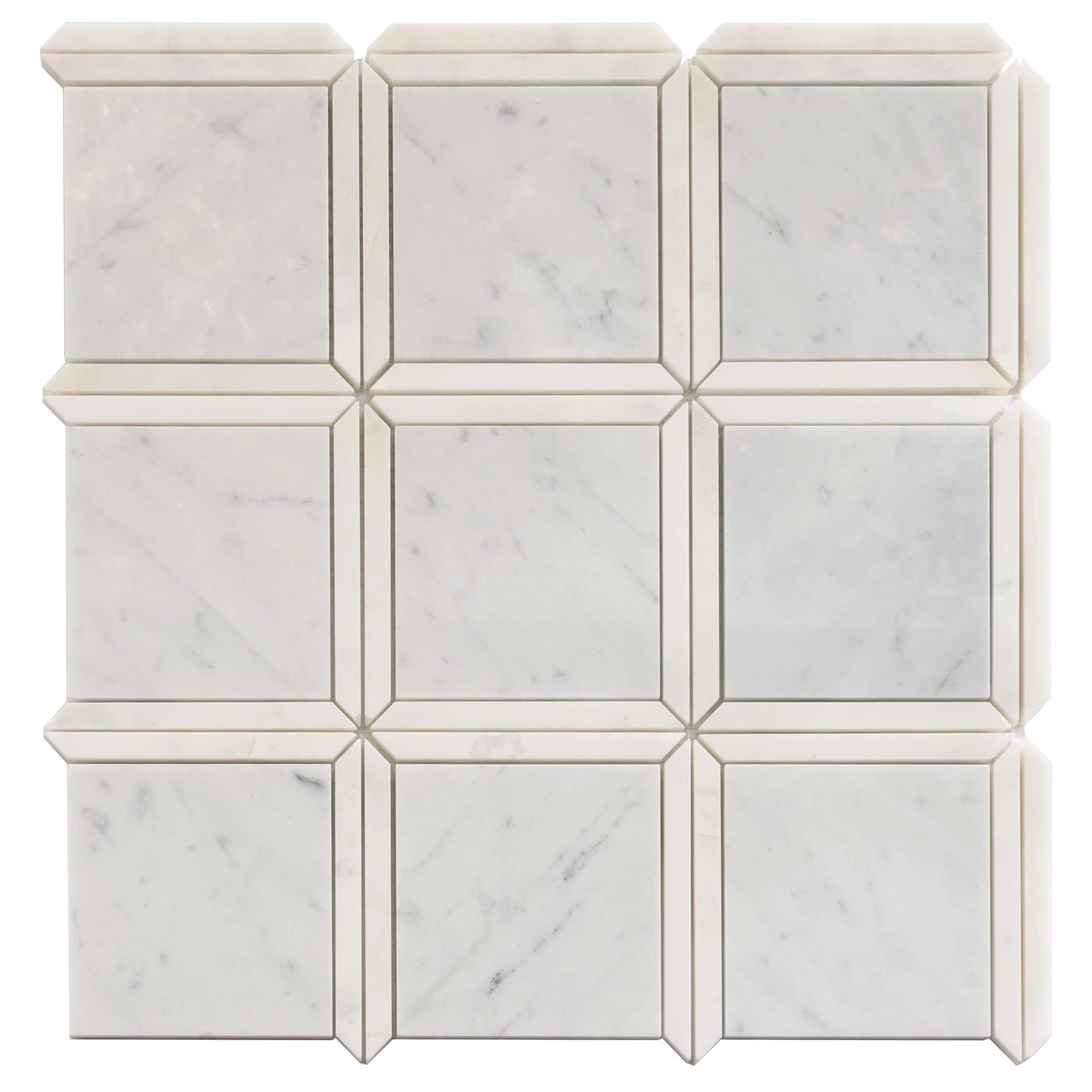 White & Grey Square Marble Mosaic Tile - 12