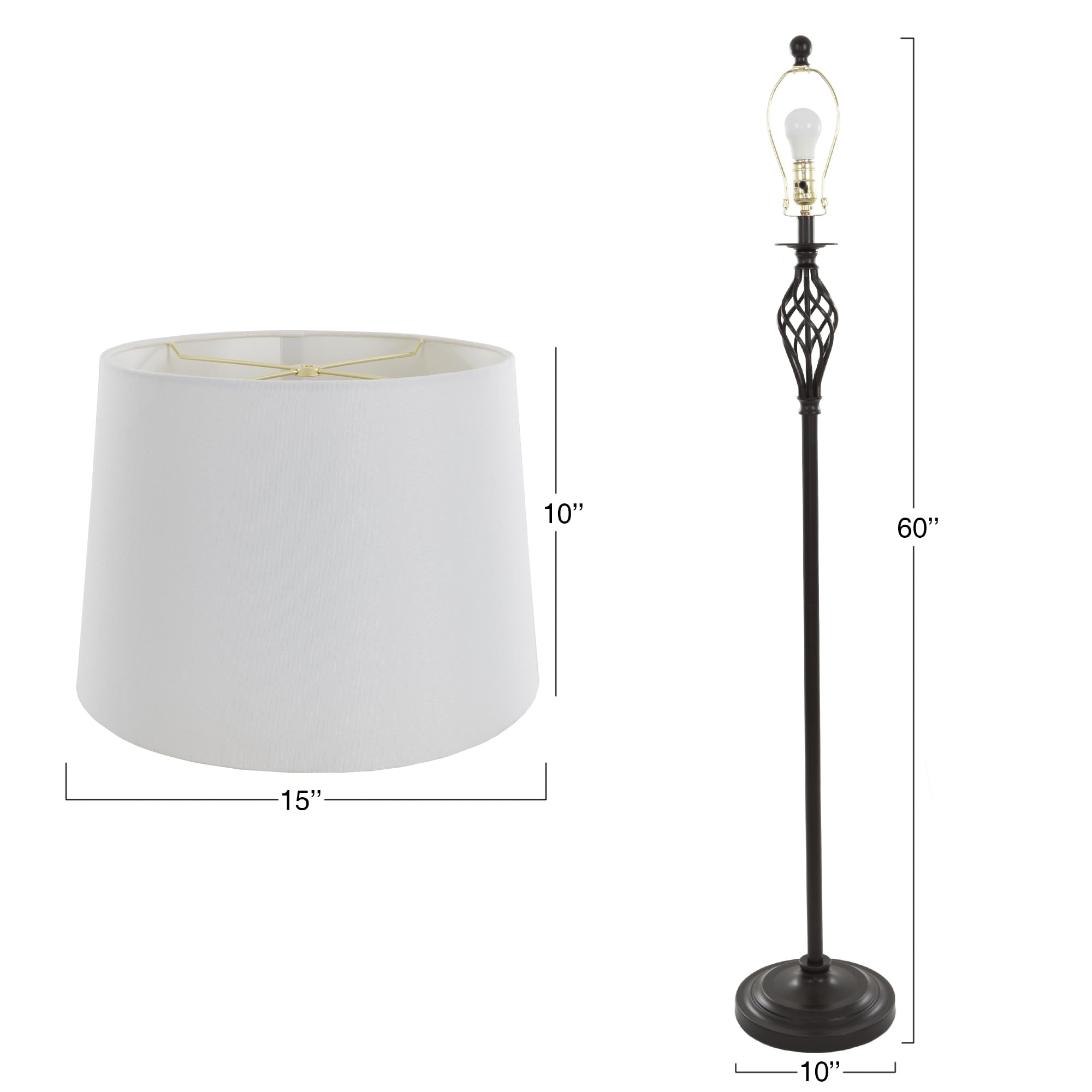 Stylish Spiral Cage Design Table and Floor Lamp Set of 3 - Modern Bronze Lighting Fixtures with LED Bulbs for Living Room, Bedroom, Entryway | Perfect for Home Decor, Reading Nook & Ambient Lighting
