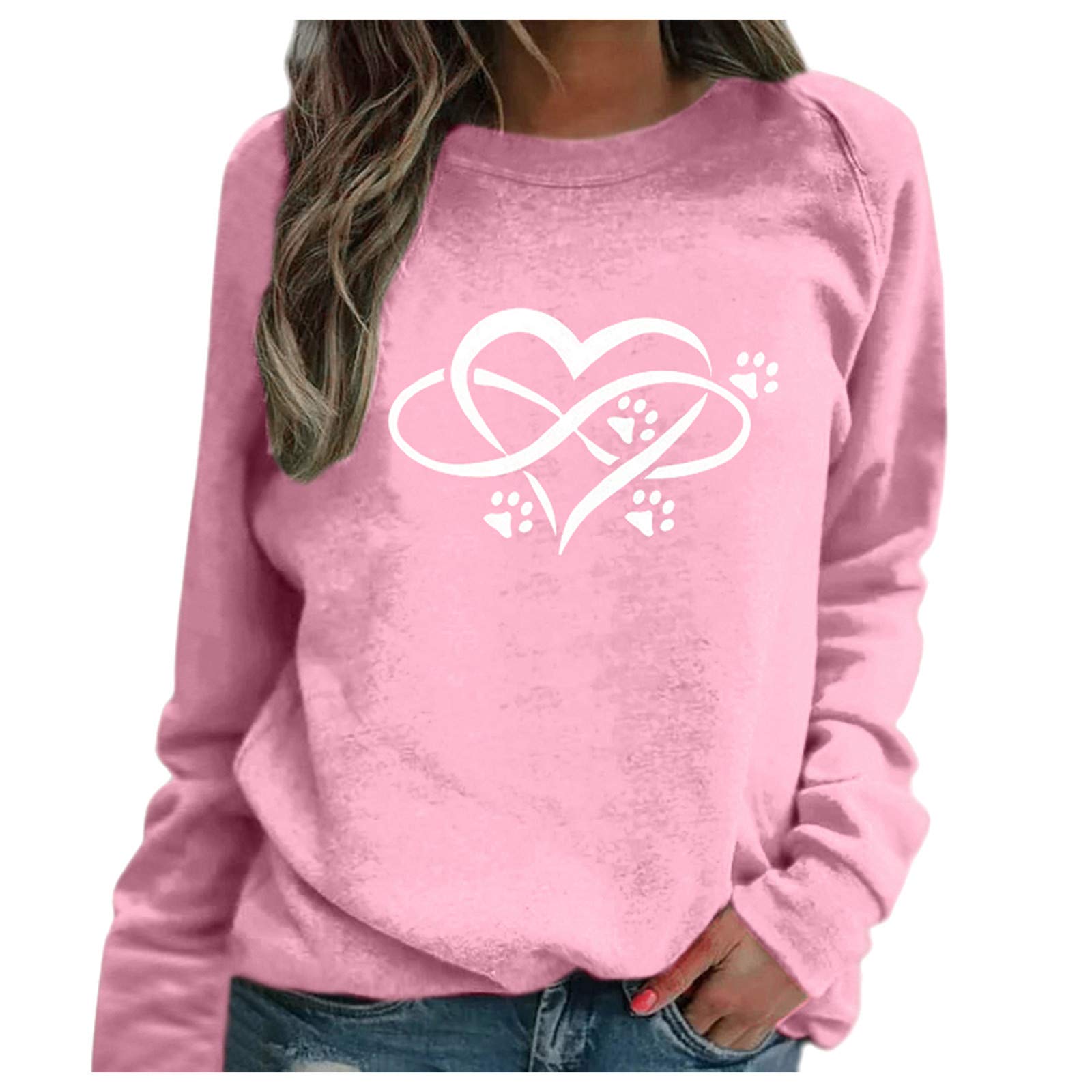 Women's Long Sleeve Blouse Shirts - Printed Raglan Tops with Unique Sleeve Designs | Casual Footprint Pattern Tees for Everyday Wear & Office Outfits