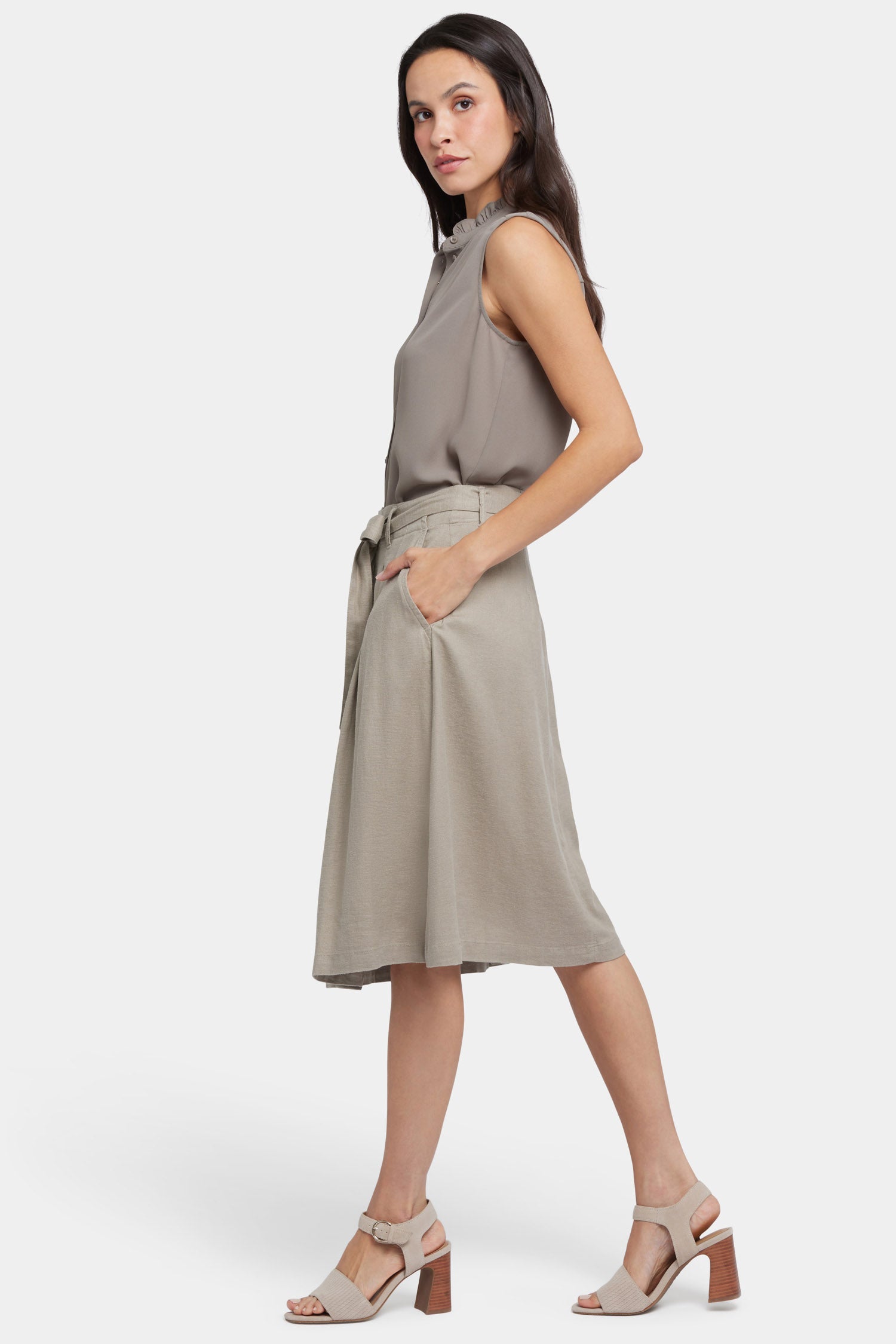 Stylish Button Front Midi Skirt for Women - Saddlewood Color | Perfect for Office Wear, Casual Outings & Date Nights