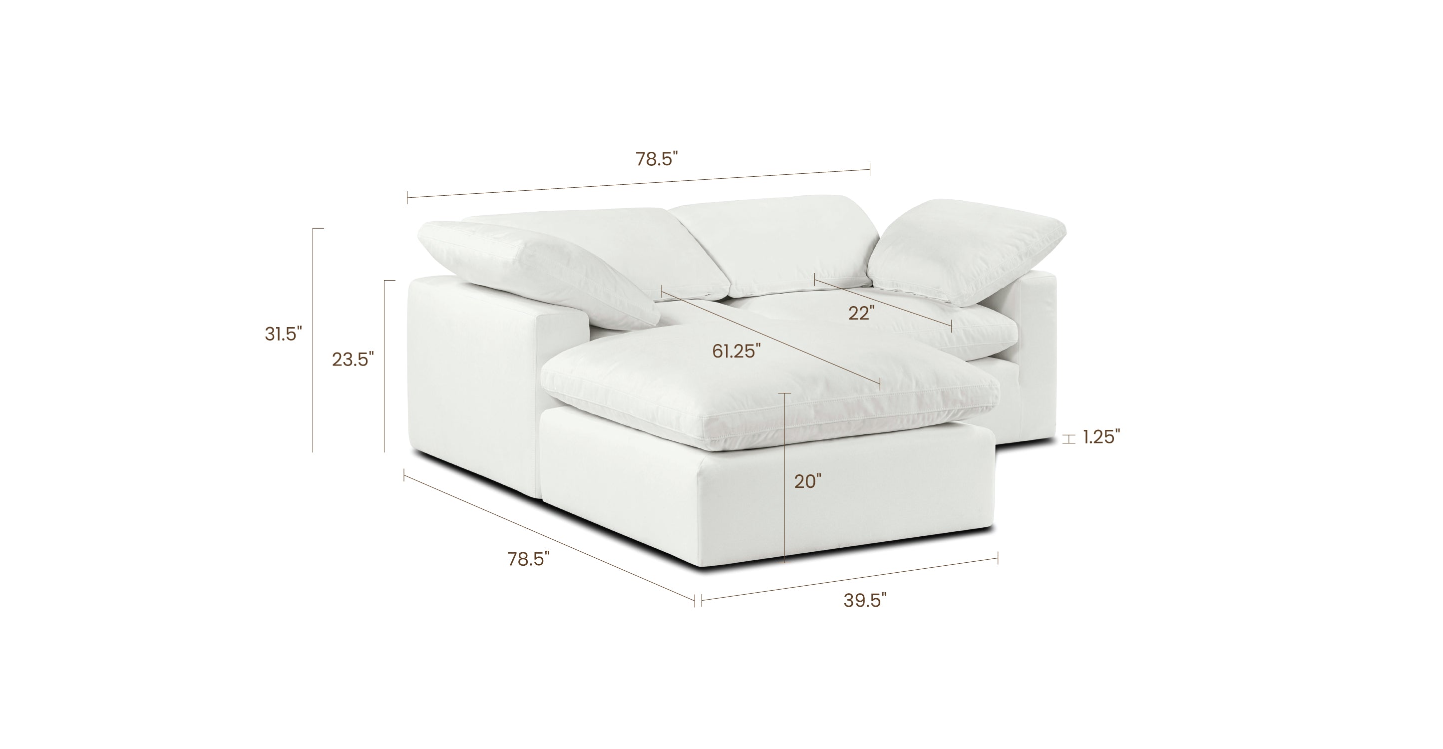 3-Seat Aspen Modular Sectional Sofa - Modern L-Shaped Couch for Living Room, Apartment & Small Spaces - Soft Fabric Upholstery with Reversible Chaise