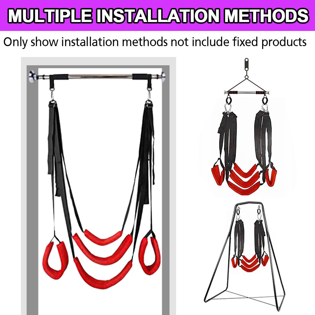Reraby Adjustable Adult Sex Swing for Couples - Thickened & Widened Comfort Seat with Secure Straps - Bondage Restraint Toy for Bedroom, Spice Up Your Love Life & BDSM Play