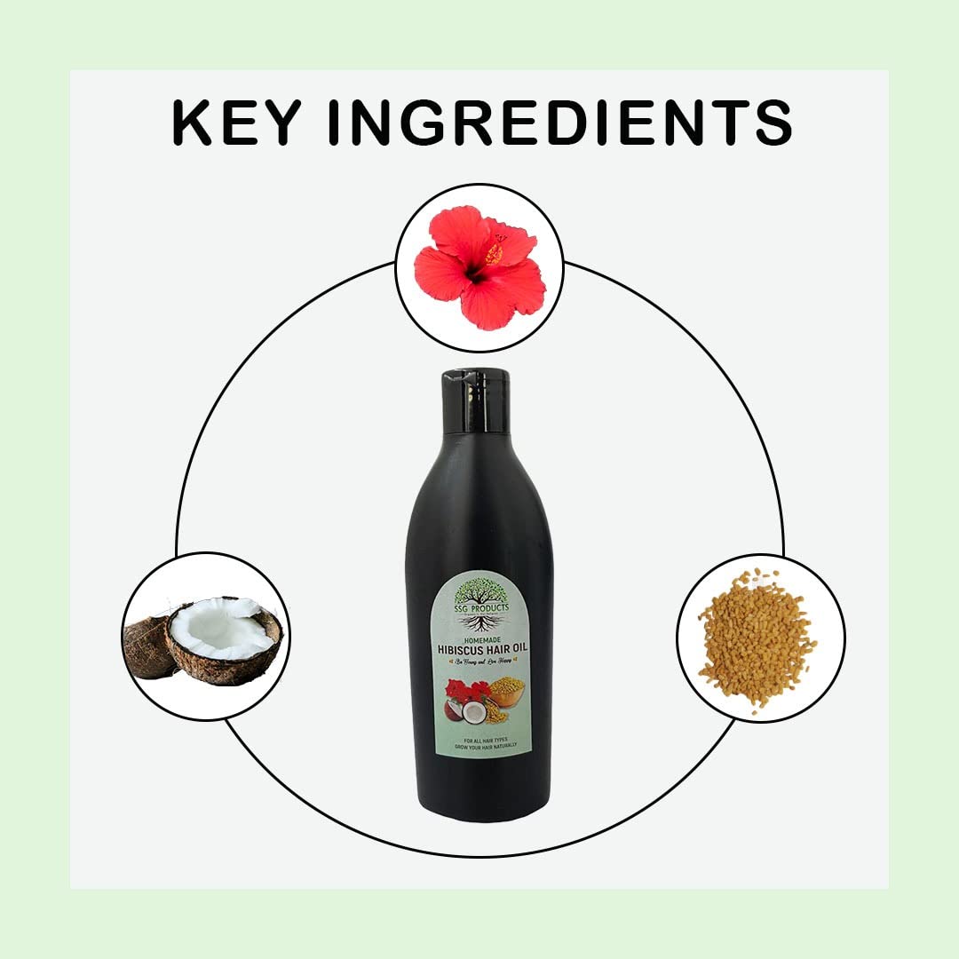 Organic Hibiscus Hair Growth Oil with Coconut Oil & Fenugreek Seeds - 100ml Natural Treatment for Thicker Hair & Reduced Hair Loss | Perfect for Daily Scalp Massage & Overnight Hair Care