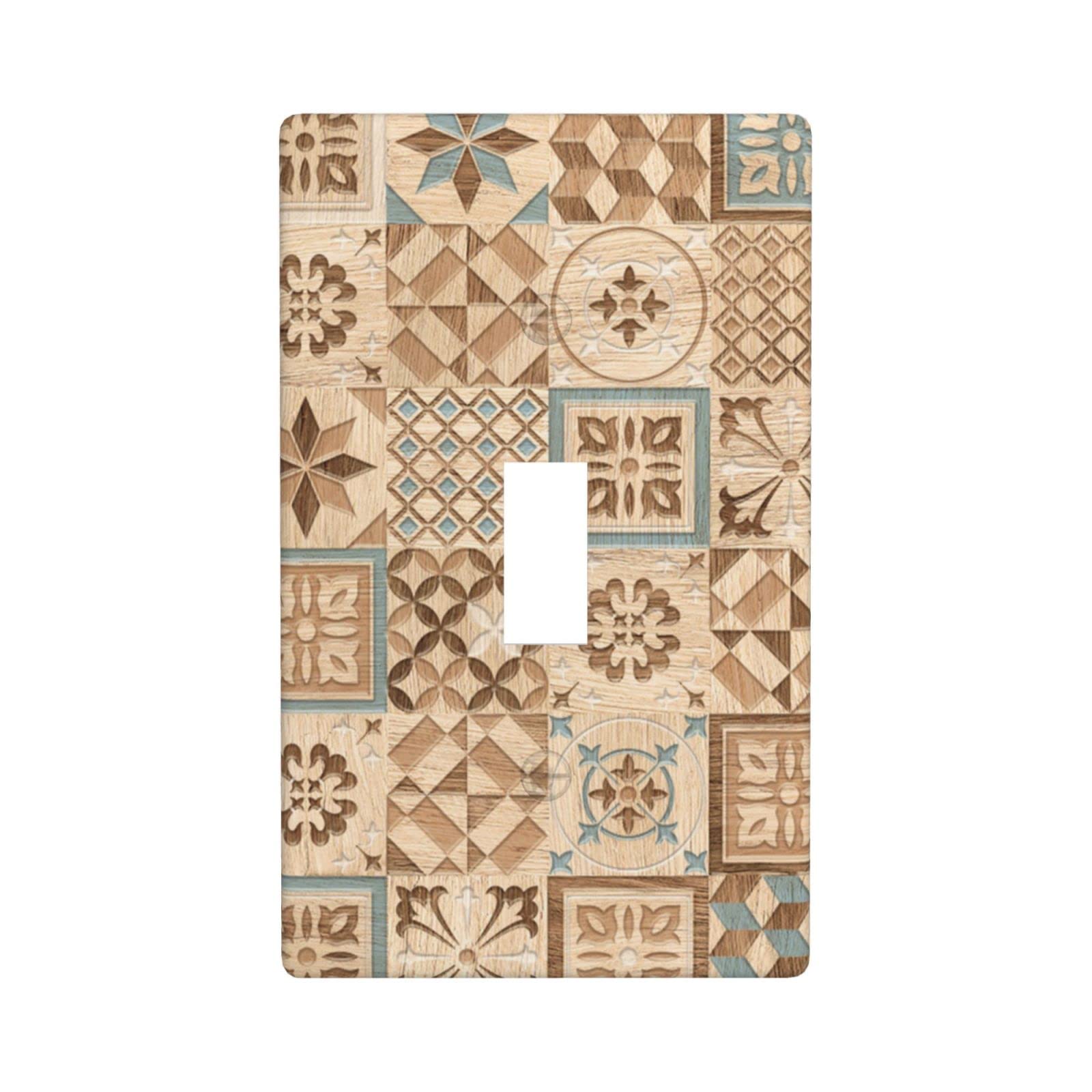 Nautical Wood Grain Single Toggle Light Switch Cover - 1 Gang Decorative Wall Plate & Outlet Cover - Standard Size for Kitchen, Bathroom & Home Decor - Rustic Style Faceplate for Coastal, Farmhouse & Vintage Themed Interiors