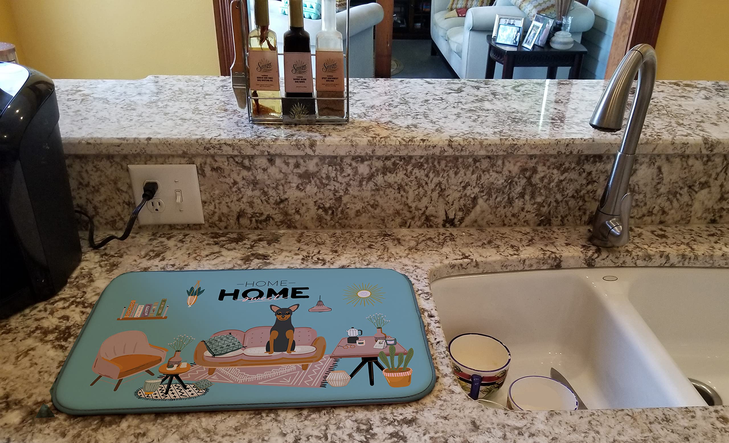 Manchester Terrier Dish Drying Mat - Absorbent Kitchen Counter Pad for Home Use, 14x21