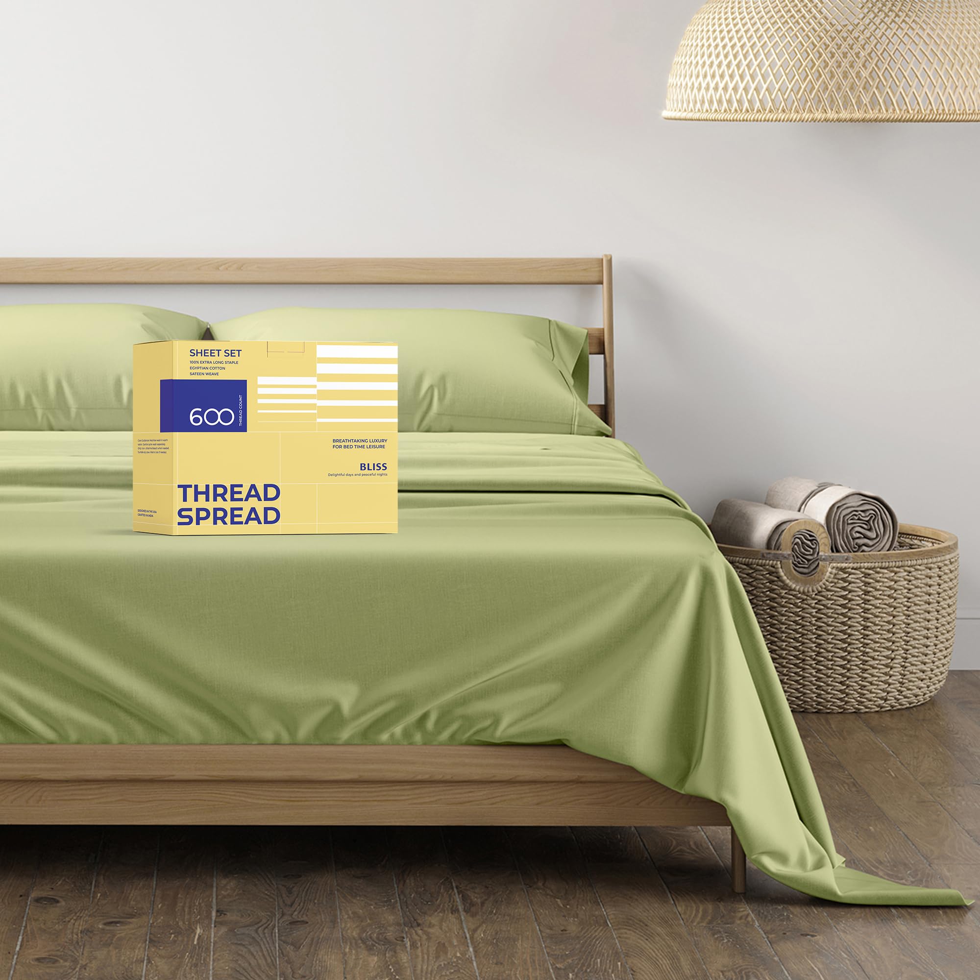 Luxury 600 Thread Count Egyptian Cotton King Size Sheets - 4 Piece Bed Sheet Set with 16