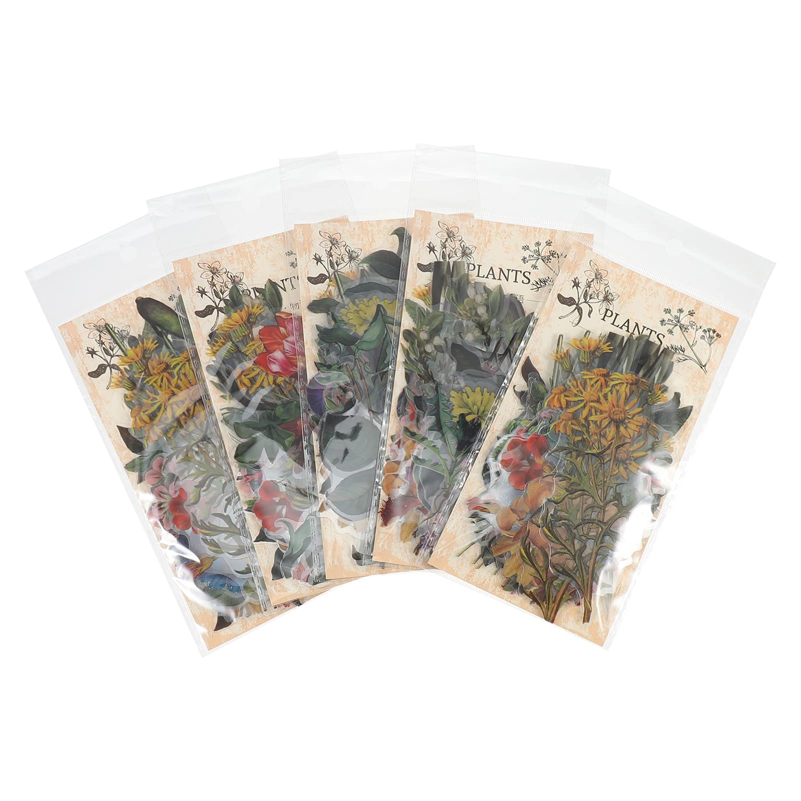 EXCEART 5 Sets Scrapbook Stickers - Floral Leaf Decals for DIY Crafts, Bullet Journal, Planner, Phone Case, Notebook Decoration | Waterproof Vinyl Stickers for Scrapbooking, Card Making & Home Decor (Style 4)