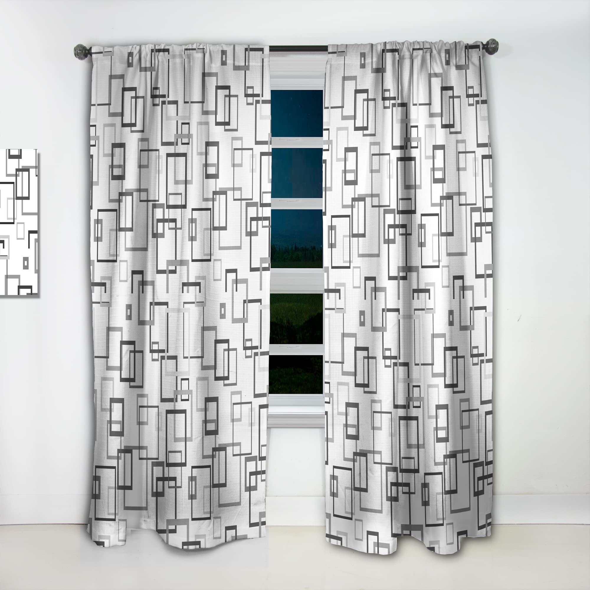 Abstract Retro Design II Thermal Insulated Curtains - Single Panel 52x84 - Blackout Drapes for Bedroom & Living Room - Perfect for Home Decor & Light Control