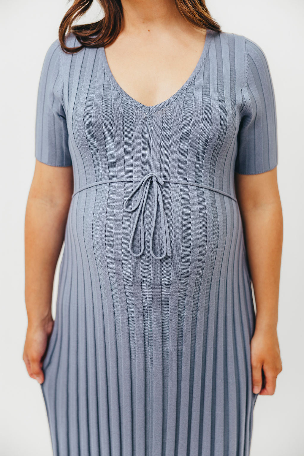 Oakley Ribbed Maxi Dress in Dusty Blue - Bump Friendly Maternity Dress for Pregnancy & Nursing | Perfect for Casual Outings, Baby Showers & Summer Events